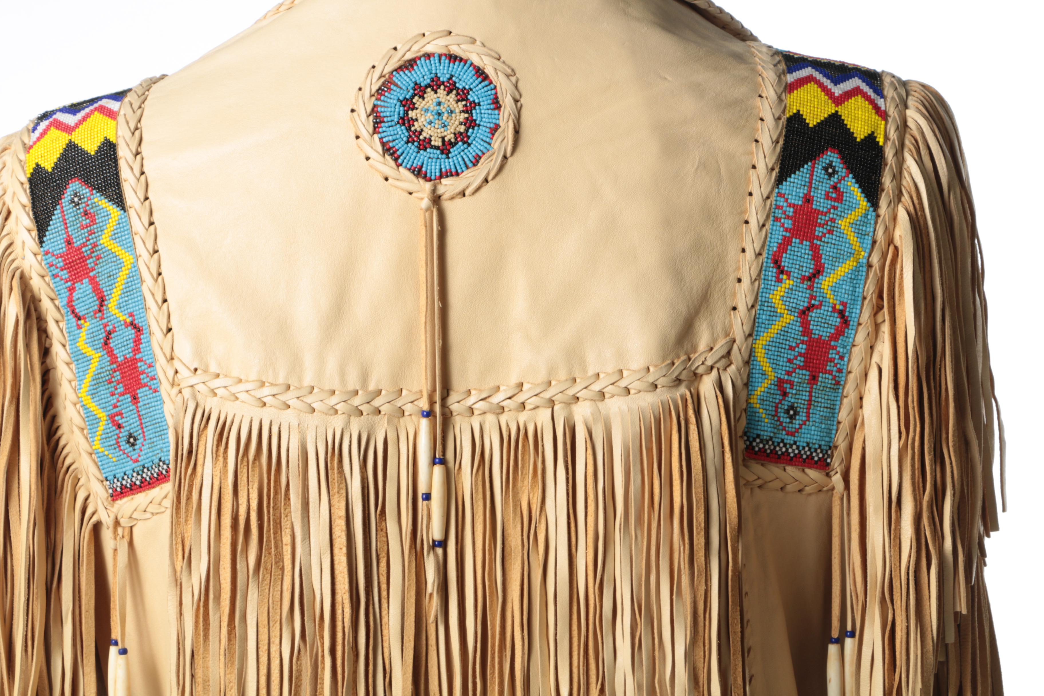 Vintage Diamond Leathers Southwestern Fringed Leather Jacket