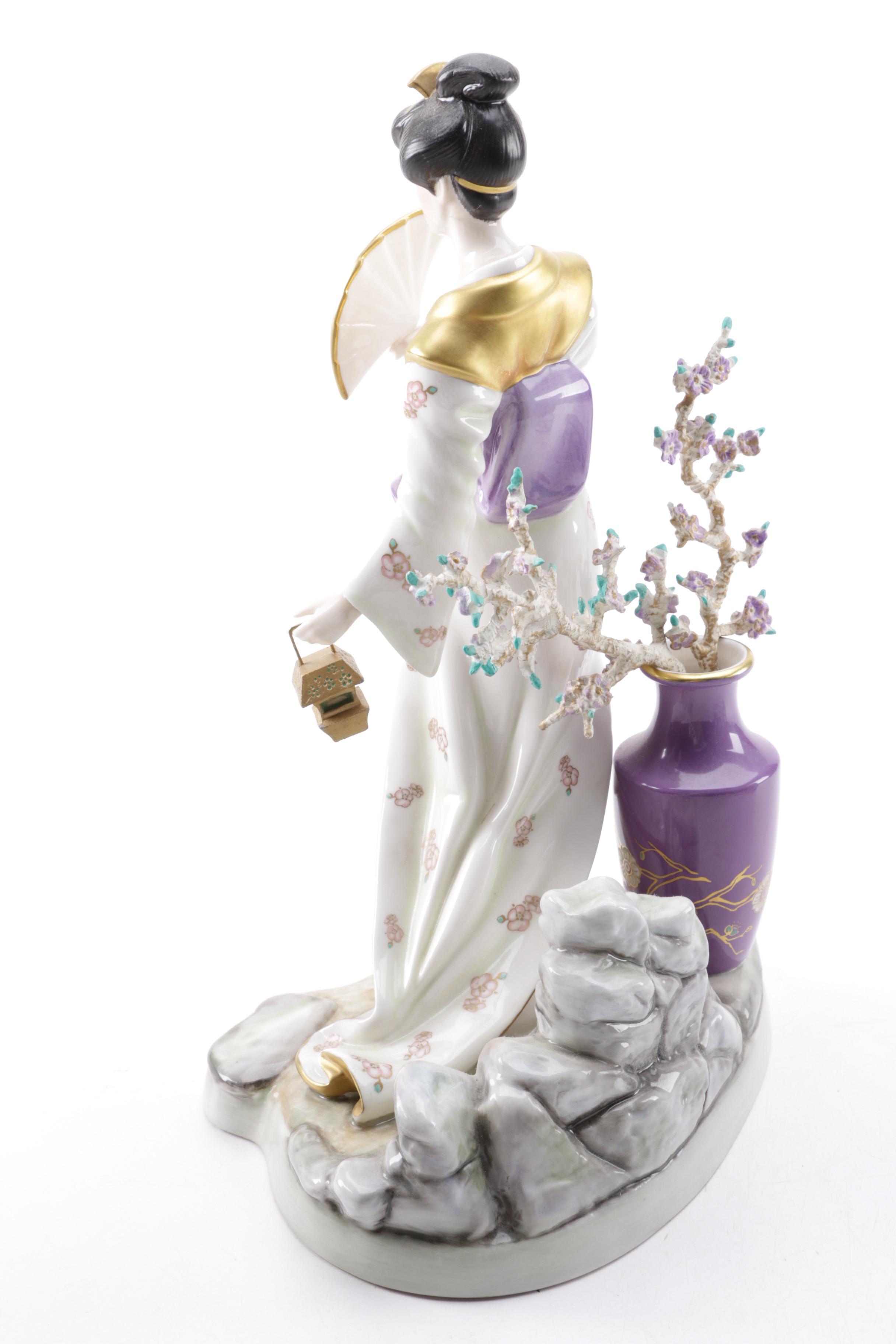 Porcelain and Ceramic Asian Figurines Including The Franklin Mint