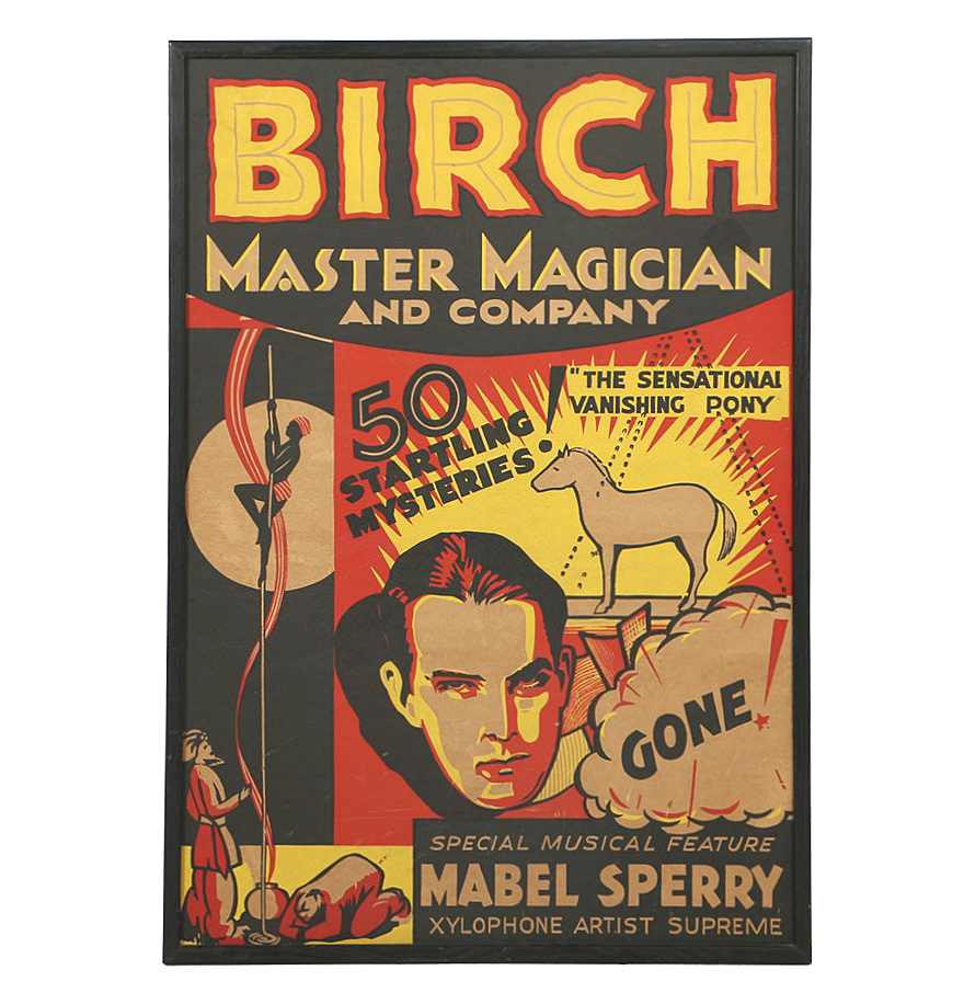 Early 20th-Century Poster Print on Paper for Magician McDonald Birch