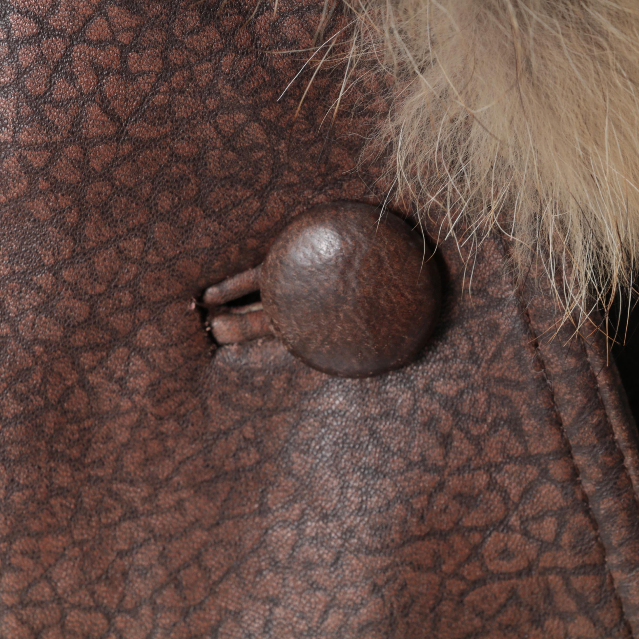 Women's Coyote Fur Trimmed Leather Jacket