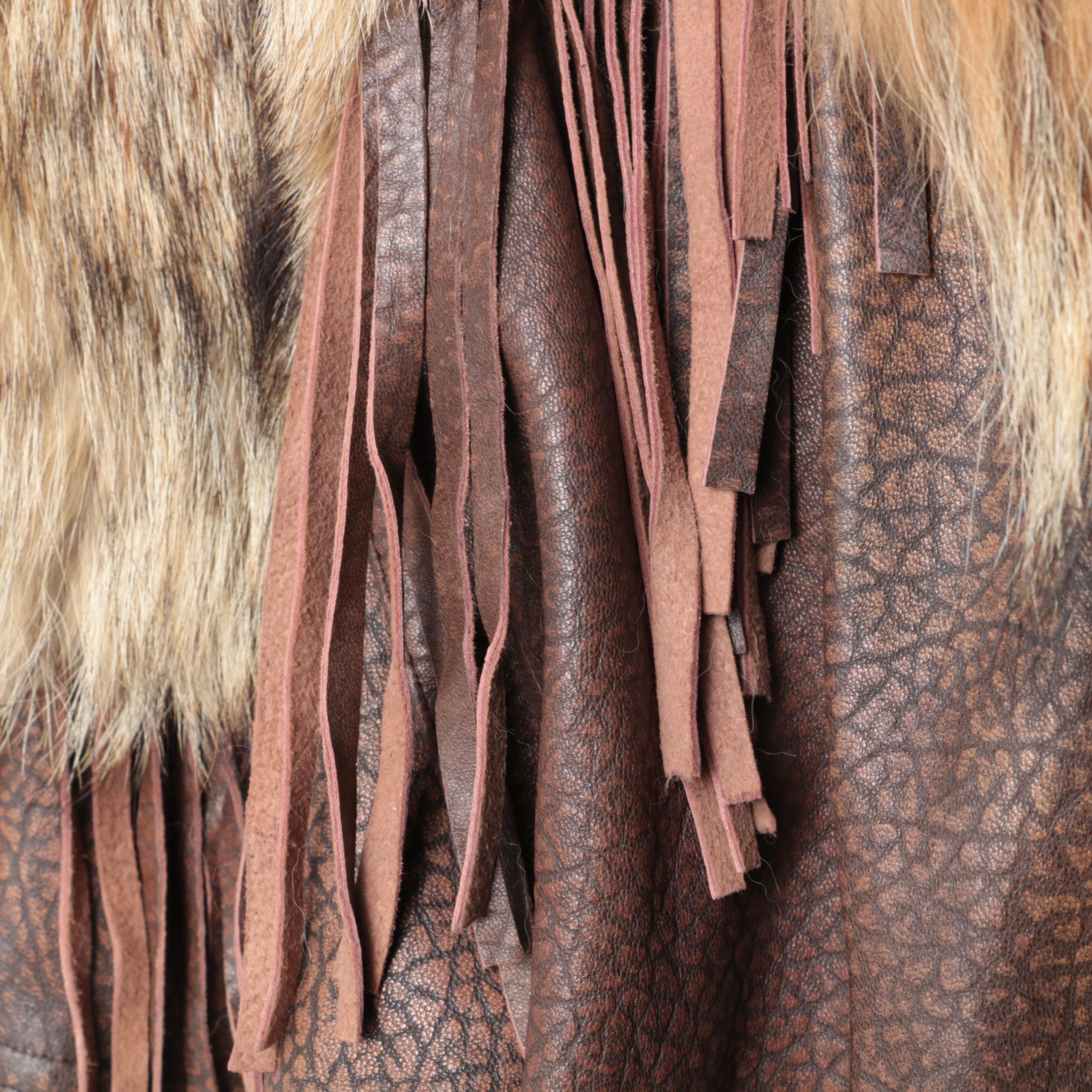 Women's Coyote Fur Trimmed Leather Jacket