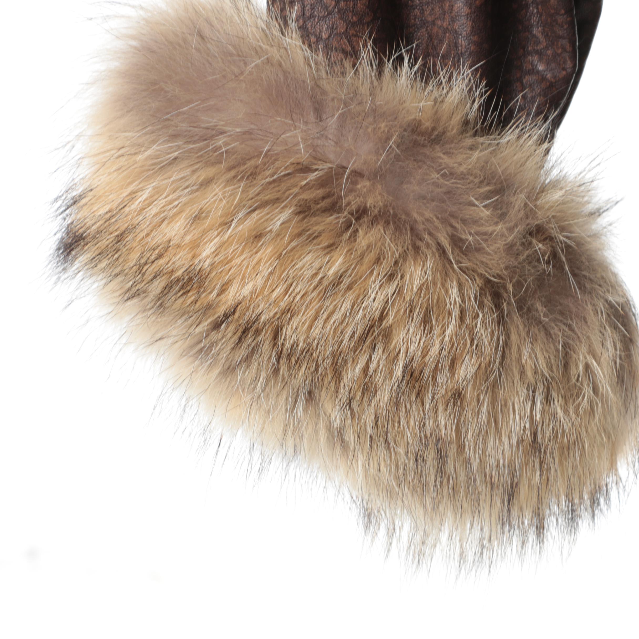 Women's Coyote Fur Trimmed Leather Jacket