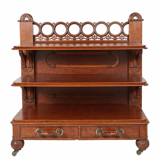 Antique Victorian Three-Tier Walnut Server