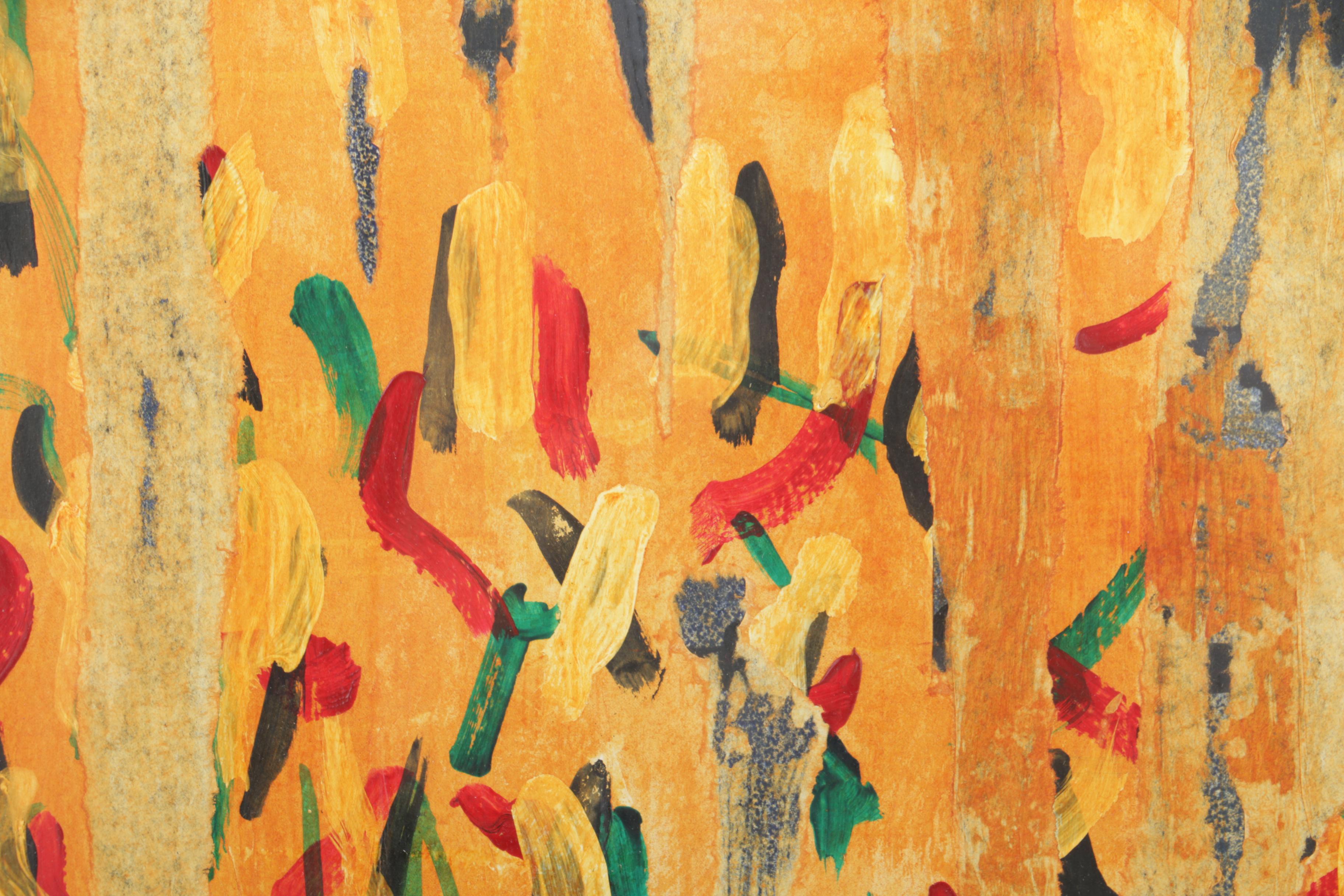 E. Chandler Collage with Paper, Gold Foil, Ink, and Acrylic Paint on Paper