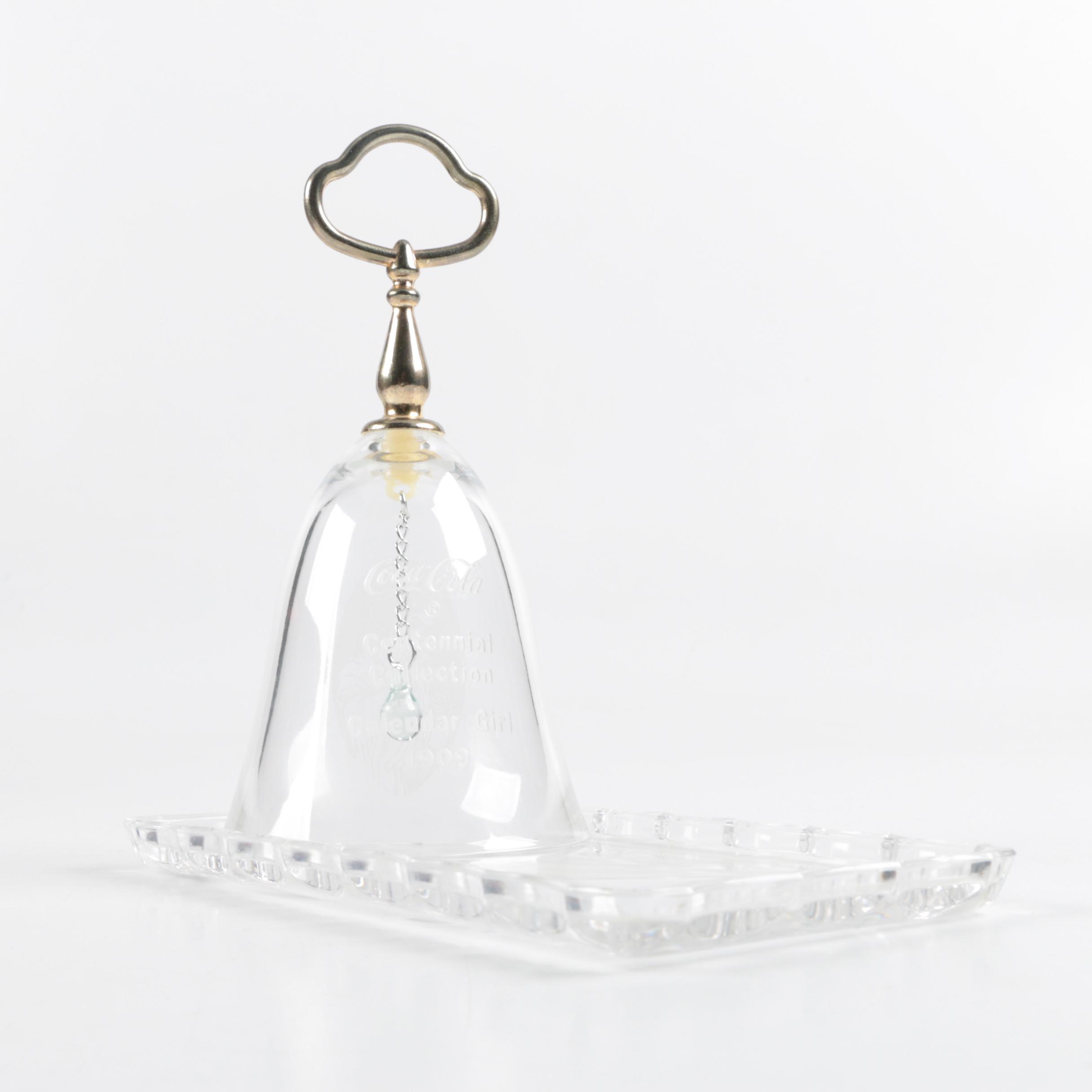 Coca-Cola Centennial Collection Glass Bell and Glass Tray