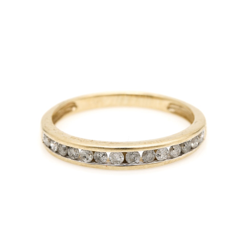 10K Yellow Gold Diamond Channel Ring