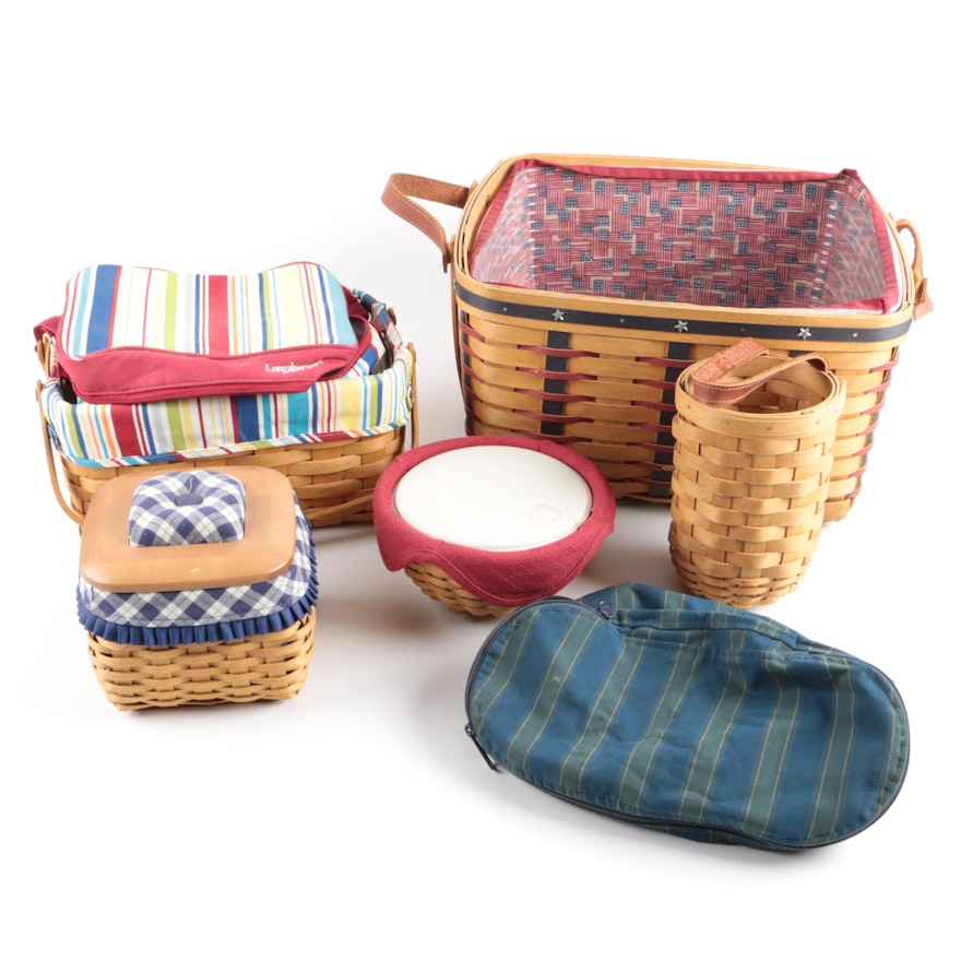 Longaberger Baskets and Lunch Bag and a Fabric Dopp Kit