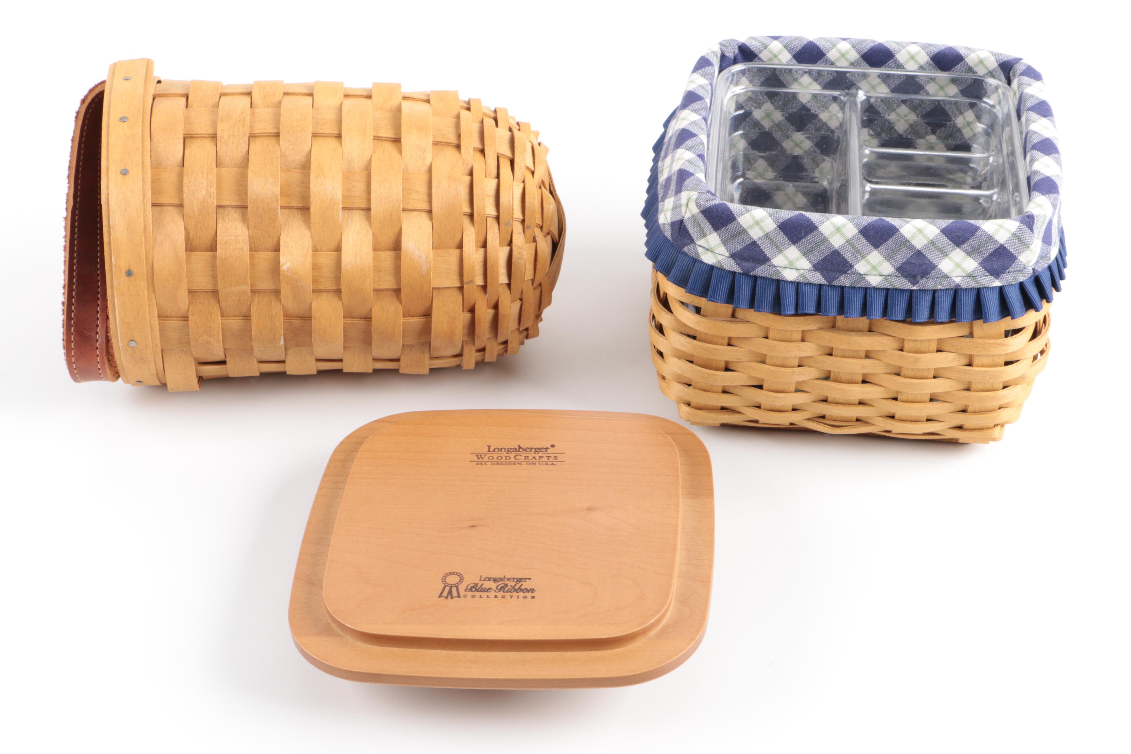 Longaberger Baskets and Lunch Bag and a Fabric Dopp Kit