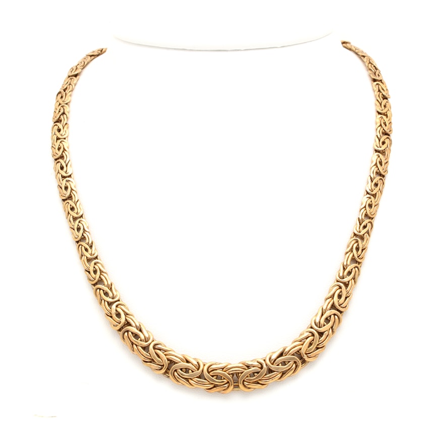 10K Yellow Gold Byzantine Chain Necklace