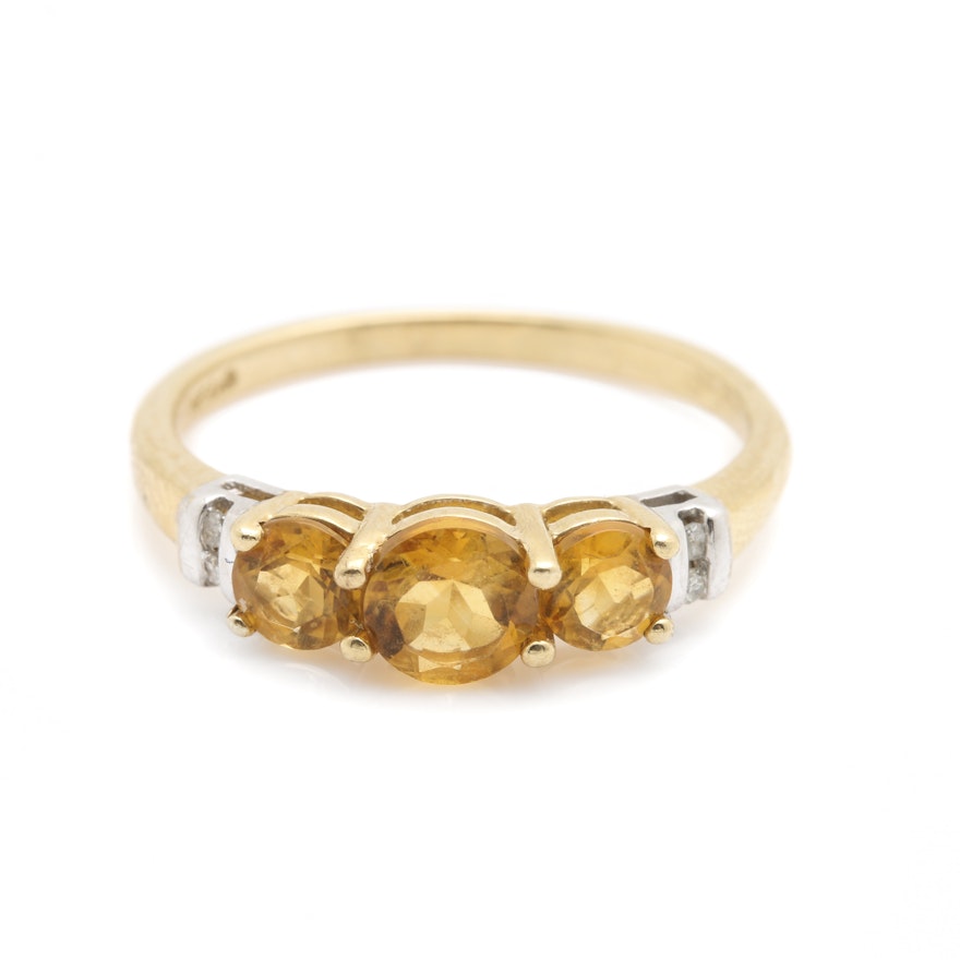 Alwand Vahan 14K Yellow Gold Citrine and Diamond Ring