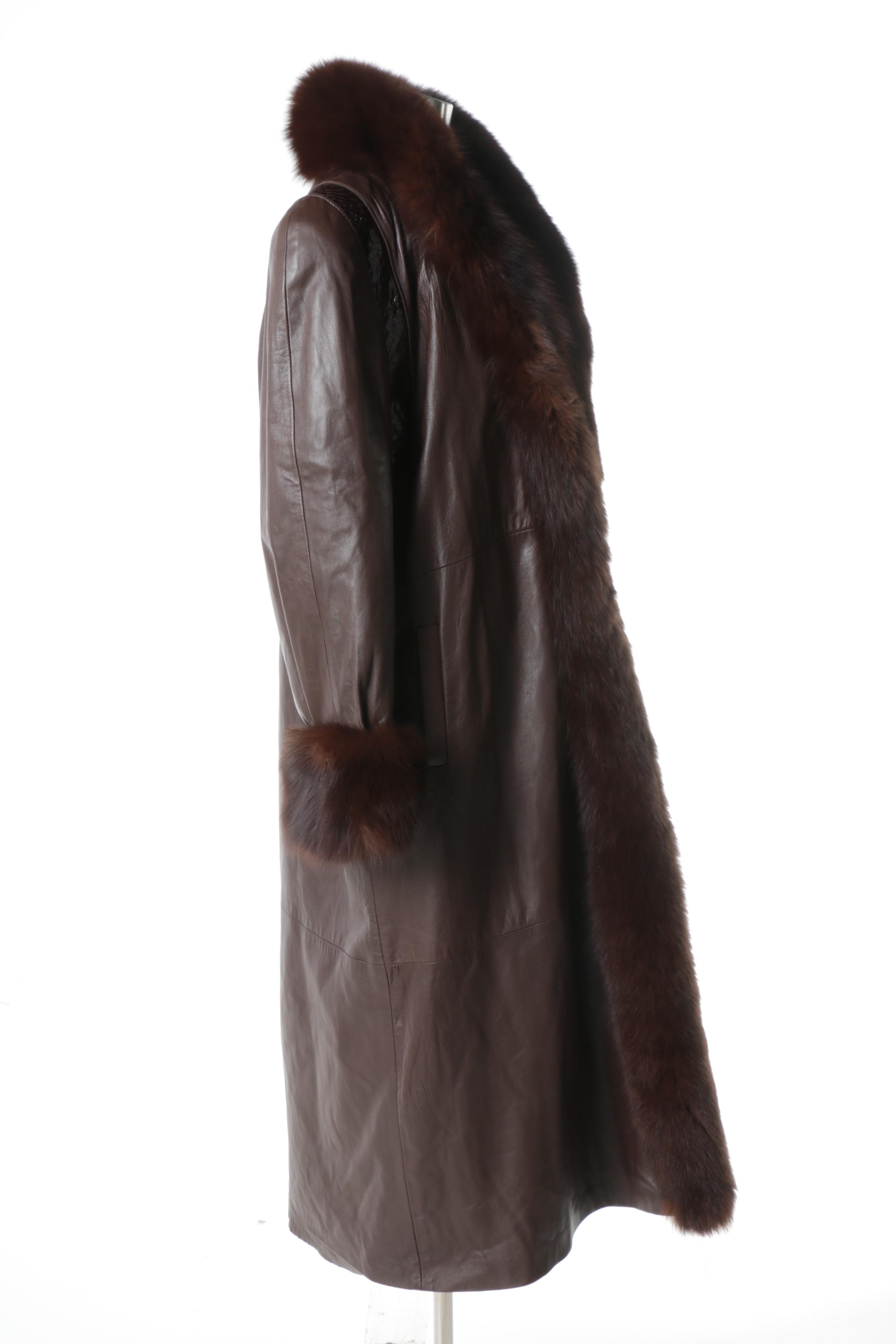 Leather and Fox Fur Overcoat