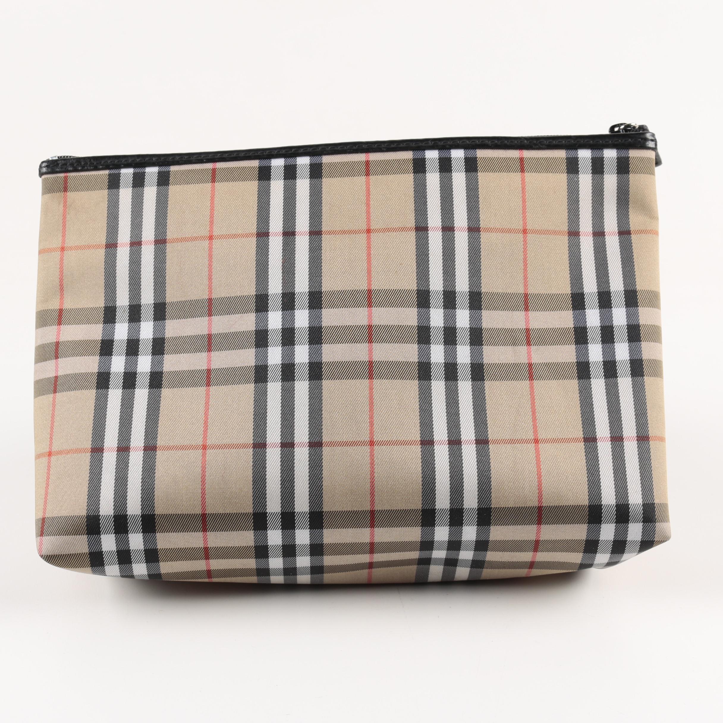Burberry Check Zip Up Clutch