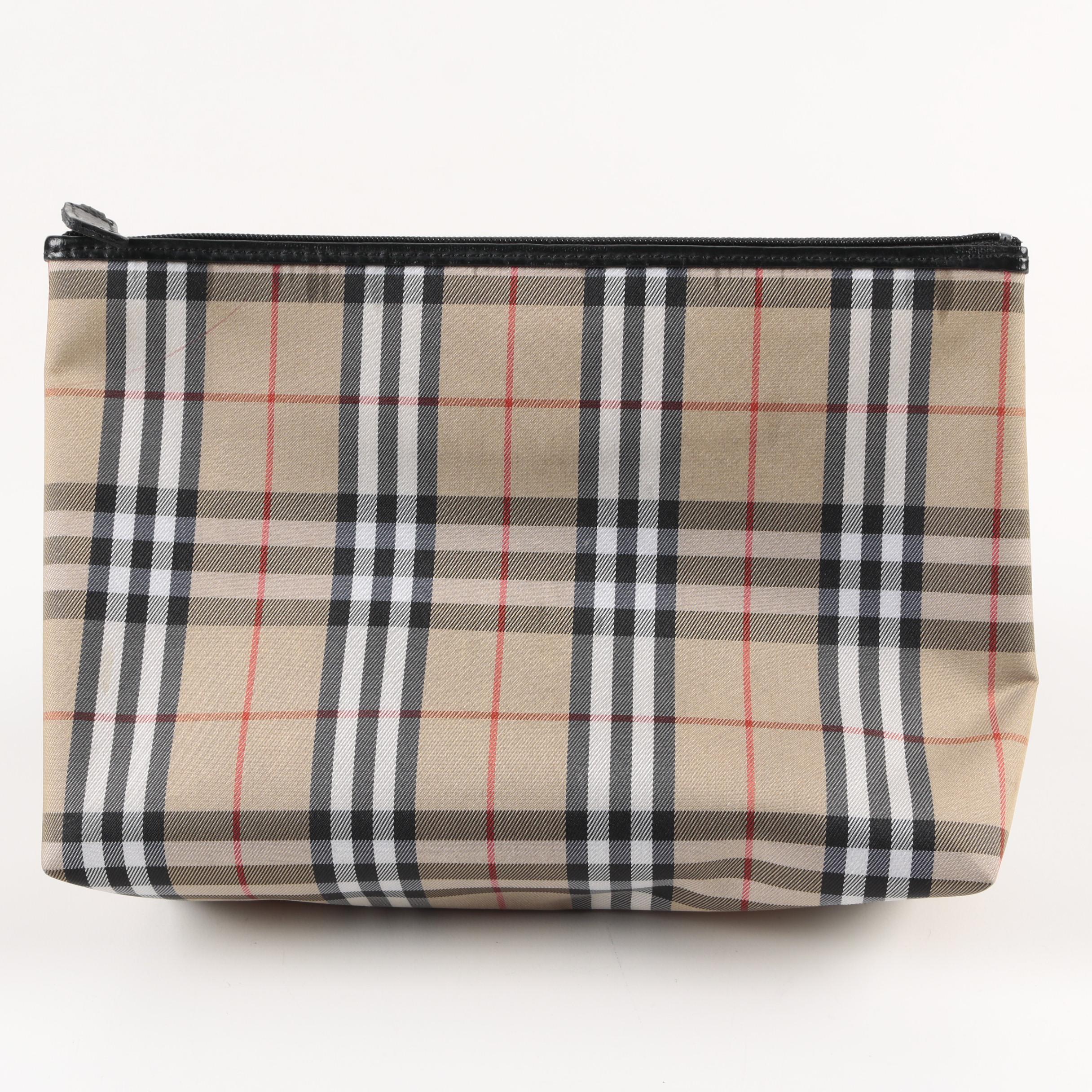 Burberry Check Zip Up Clutch