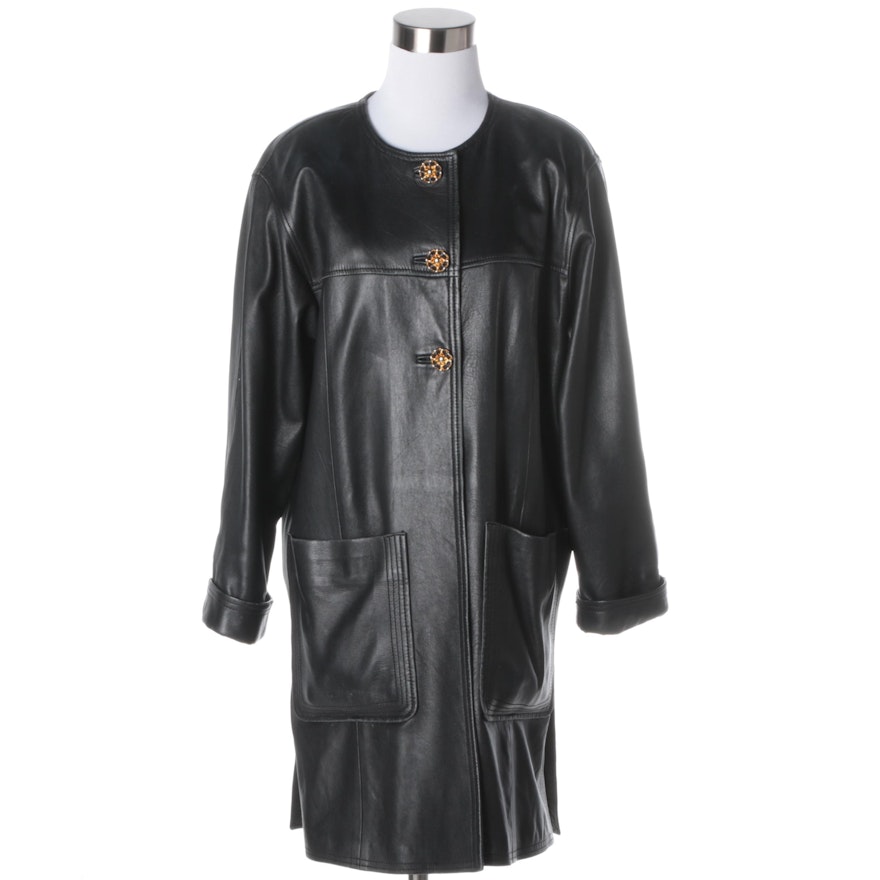 Women's Vintage Peruzzi Black Leather Jacket