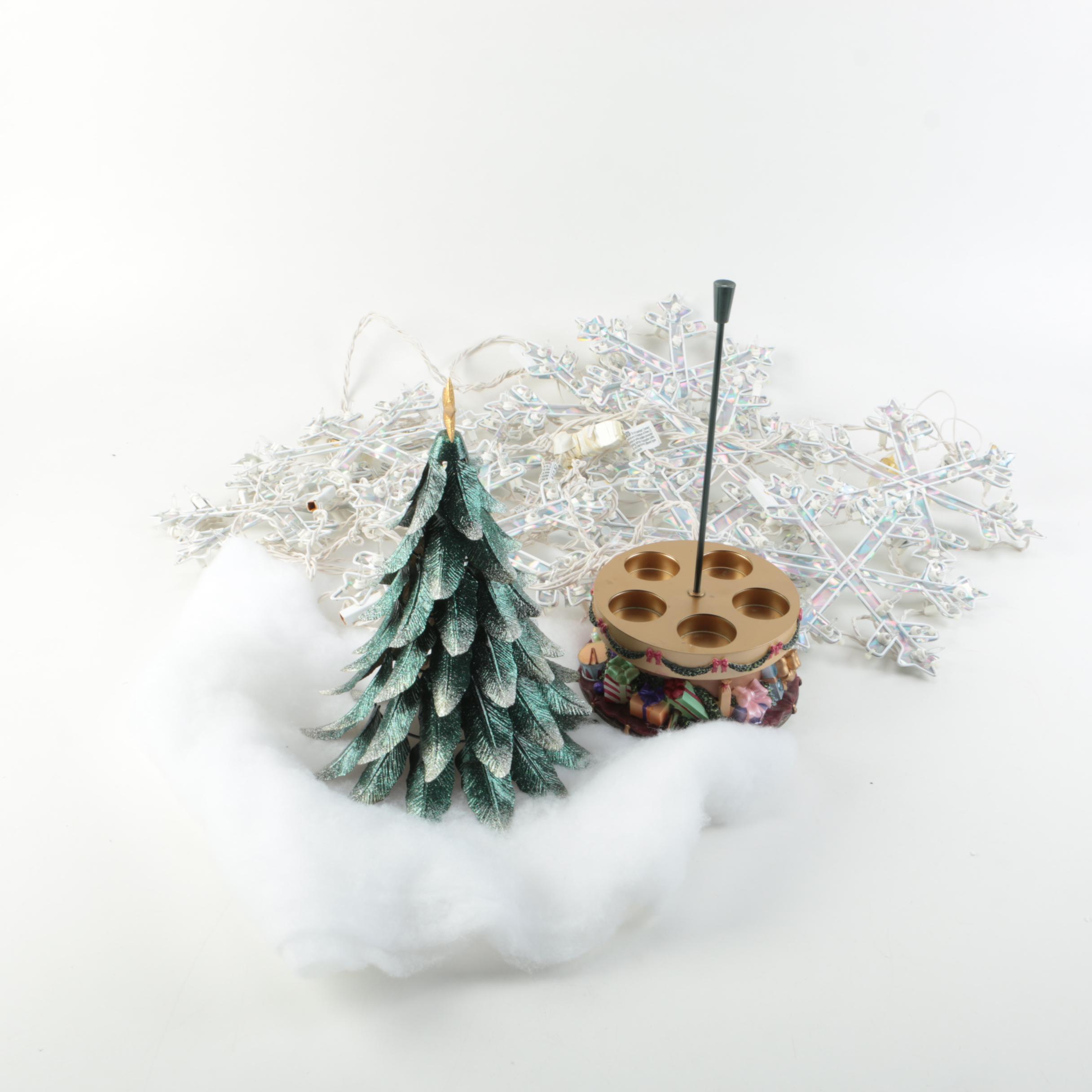 Christmas Musical Candle Holder and Snowflake Lights