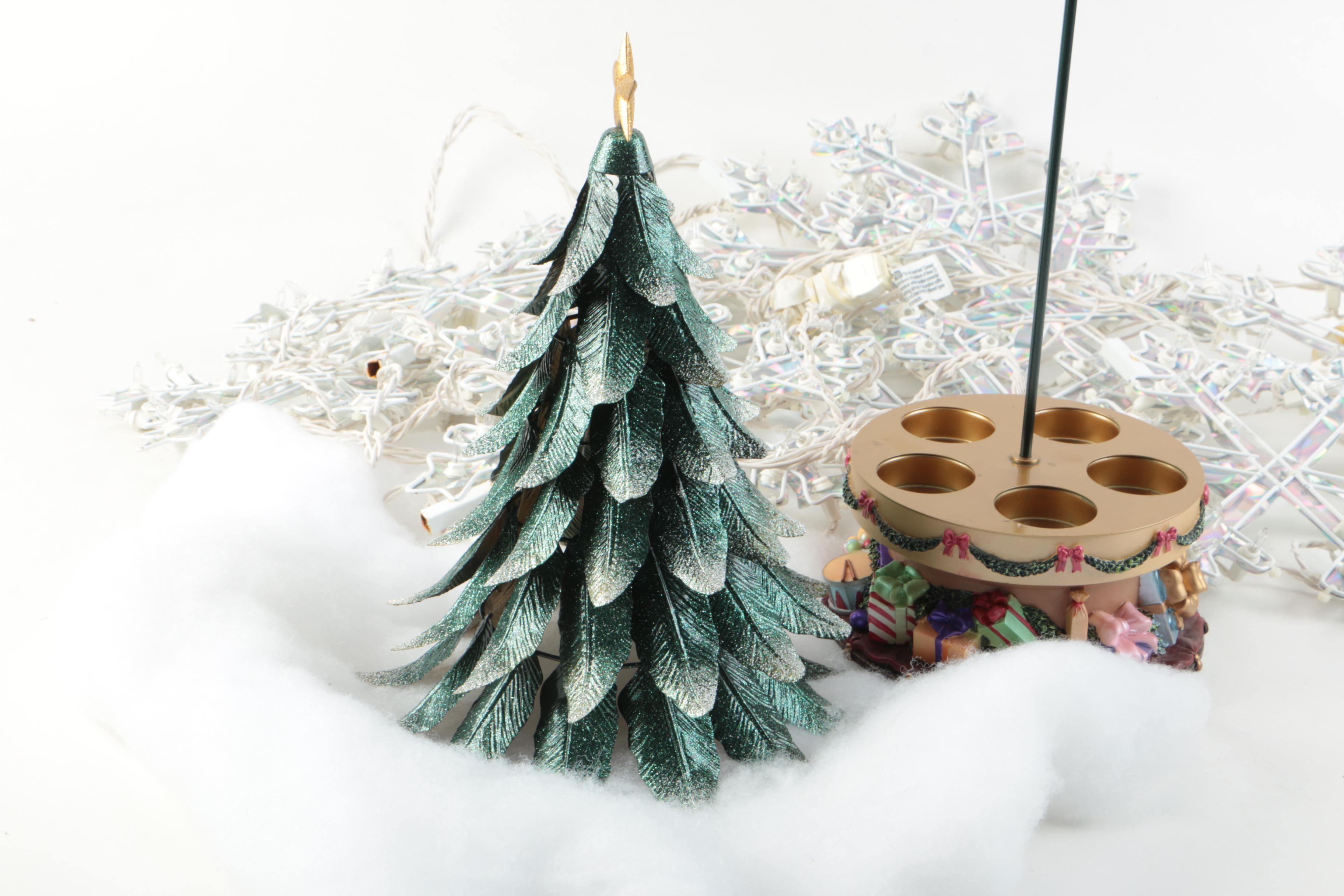 Christmas Musical Candle Holder and Snowflake Lights