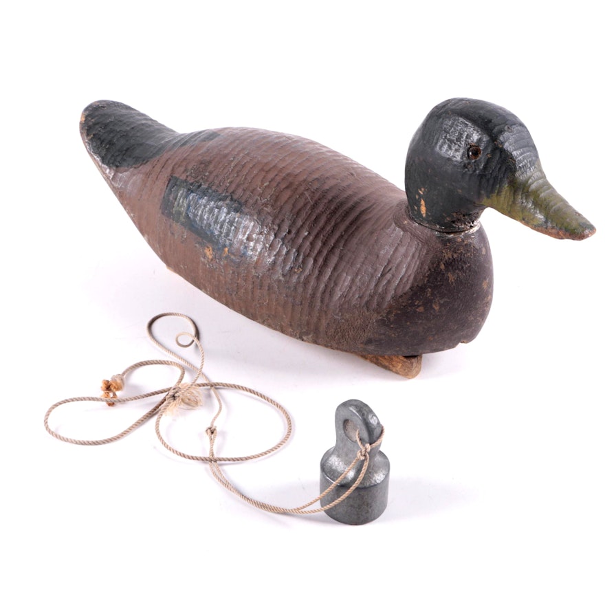 Wood Mallard Duck and Weight