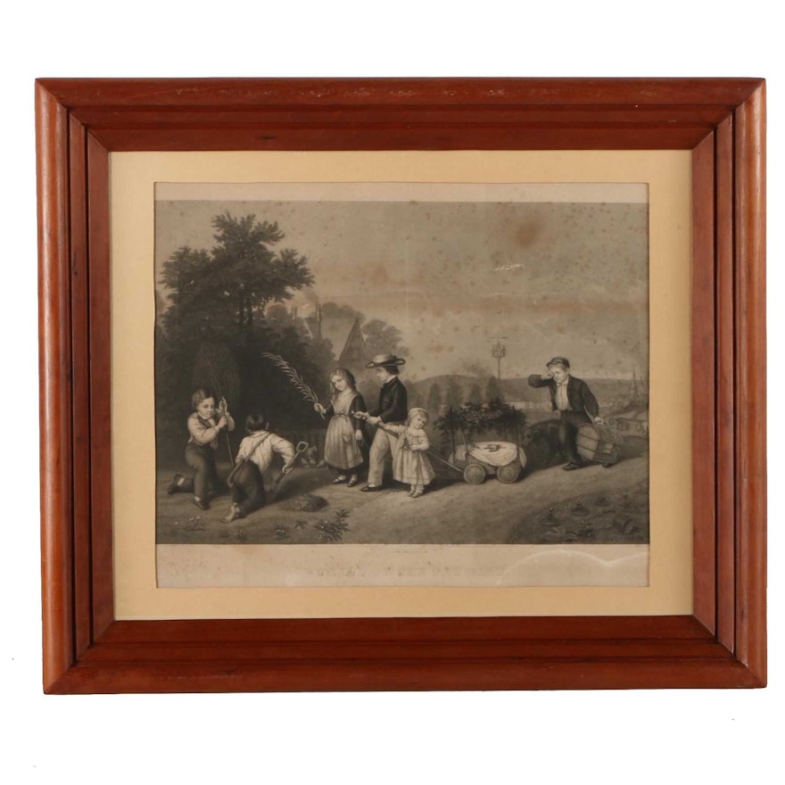 Engraving After Original Artwork by Lejeune "Burial of the Pet Bird"