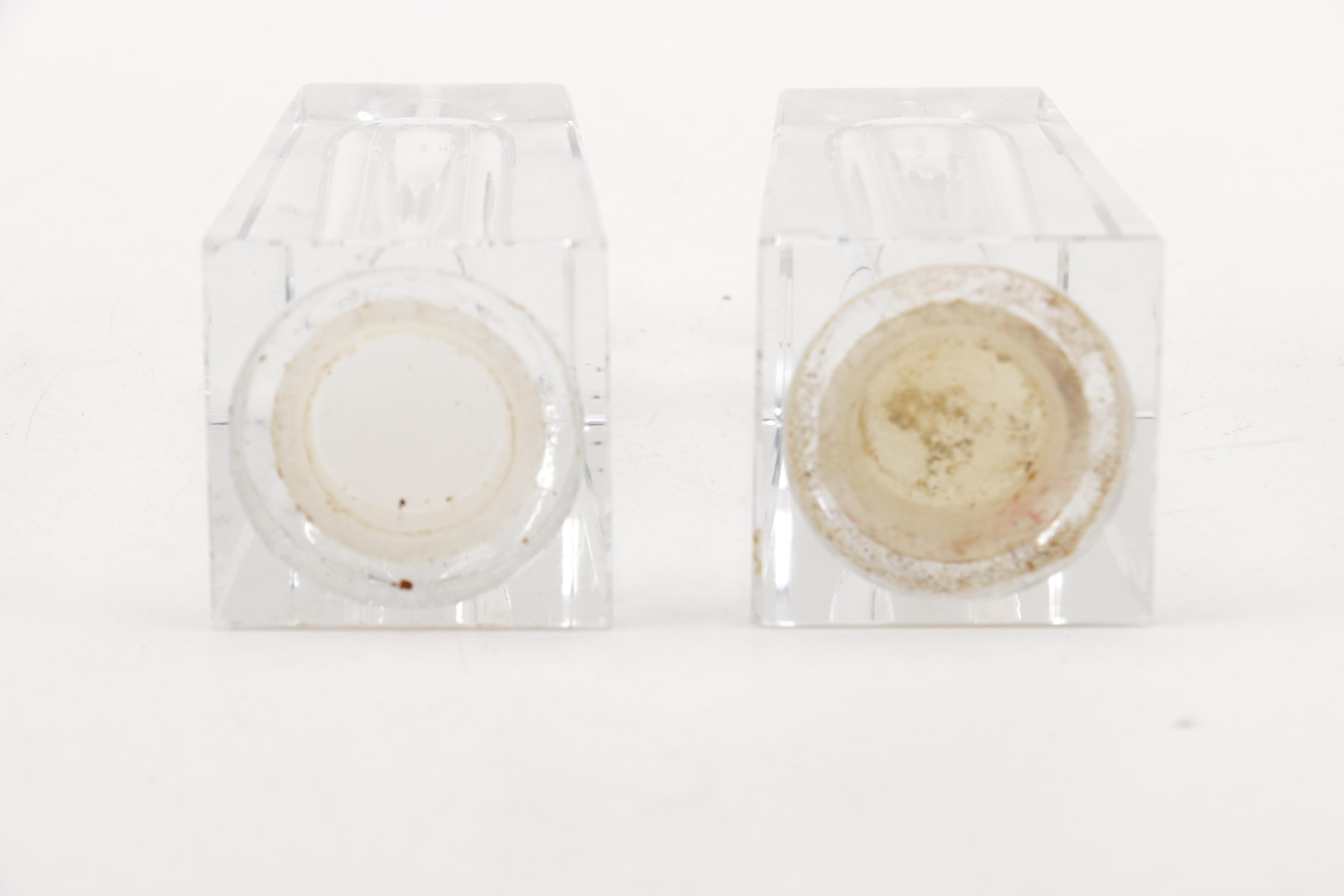 Contemporay Glass Shakers and Antique German Silver Fork and Silver Plate Spoon