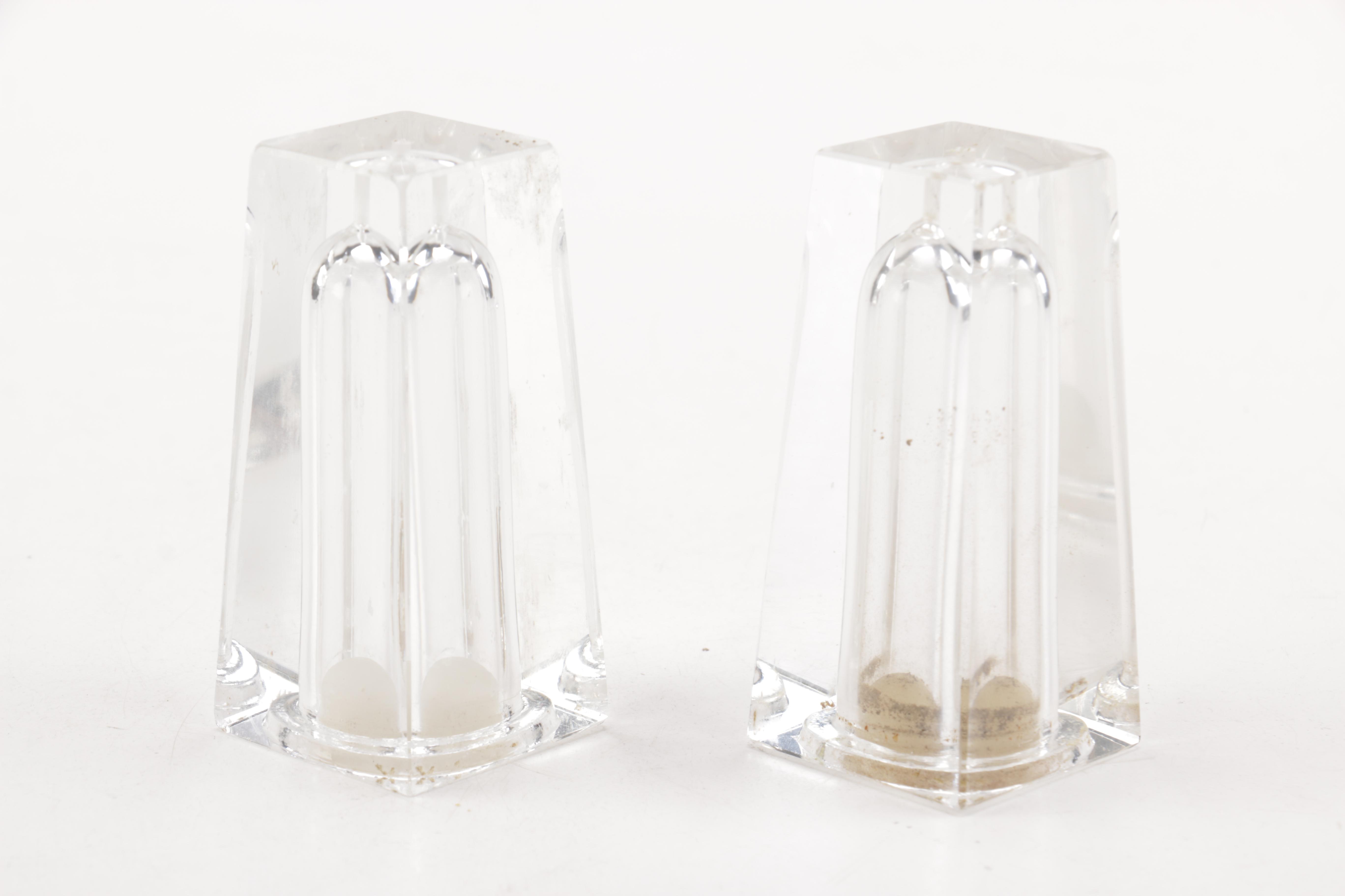 Contemporay Glass Shakers and Antique German Silver Fork and Silver Plate Spoon