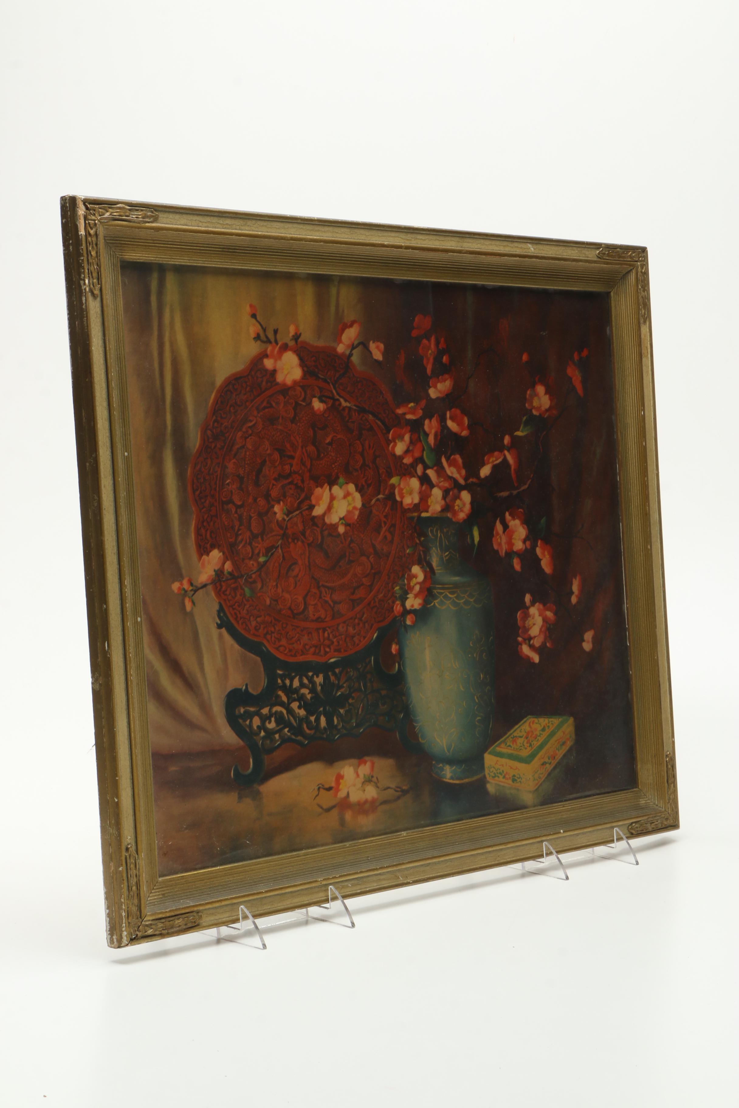 Vintage Mechanical Print on Paper of a Still Life