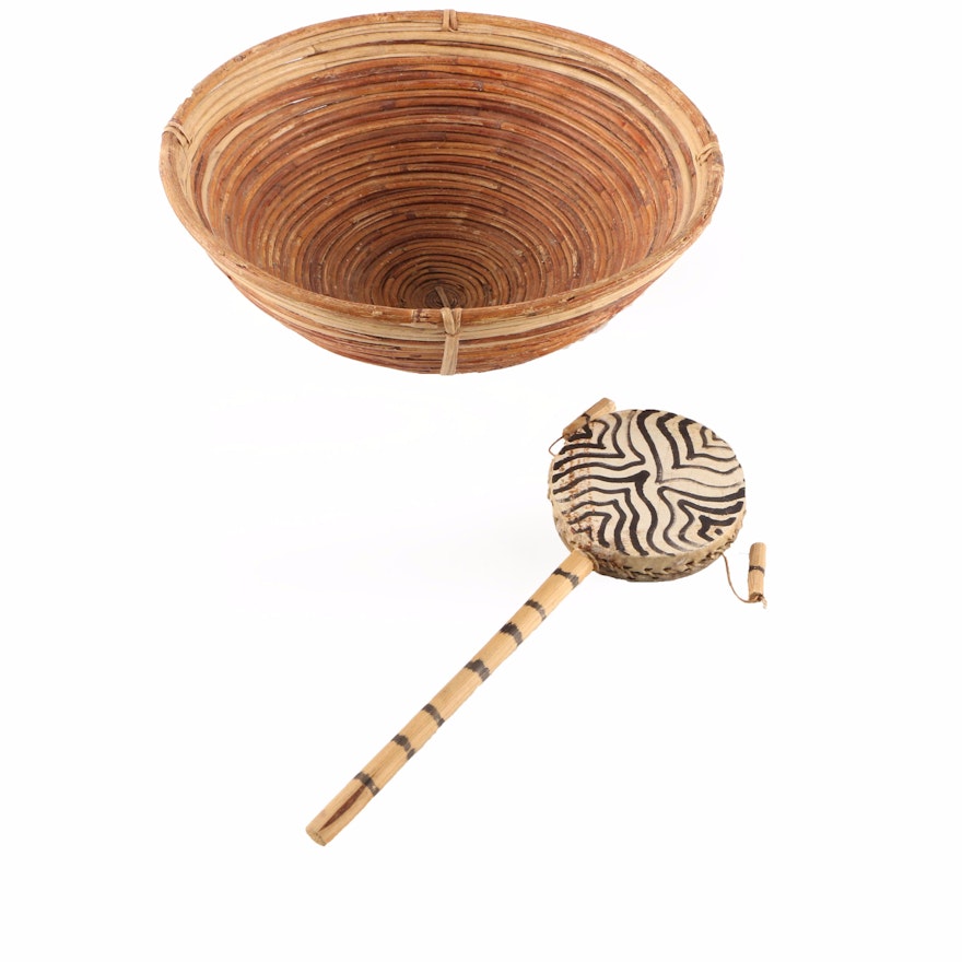 Woven Basket And Pellet Drum