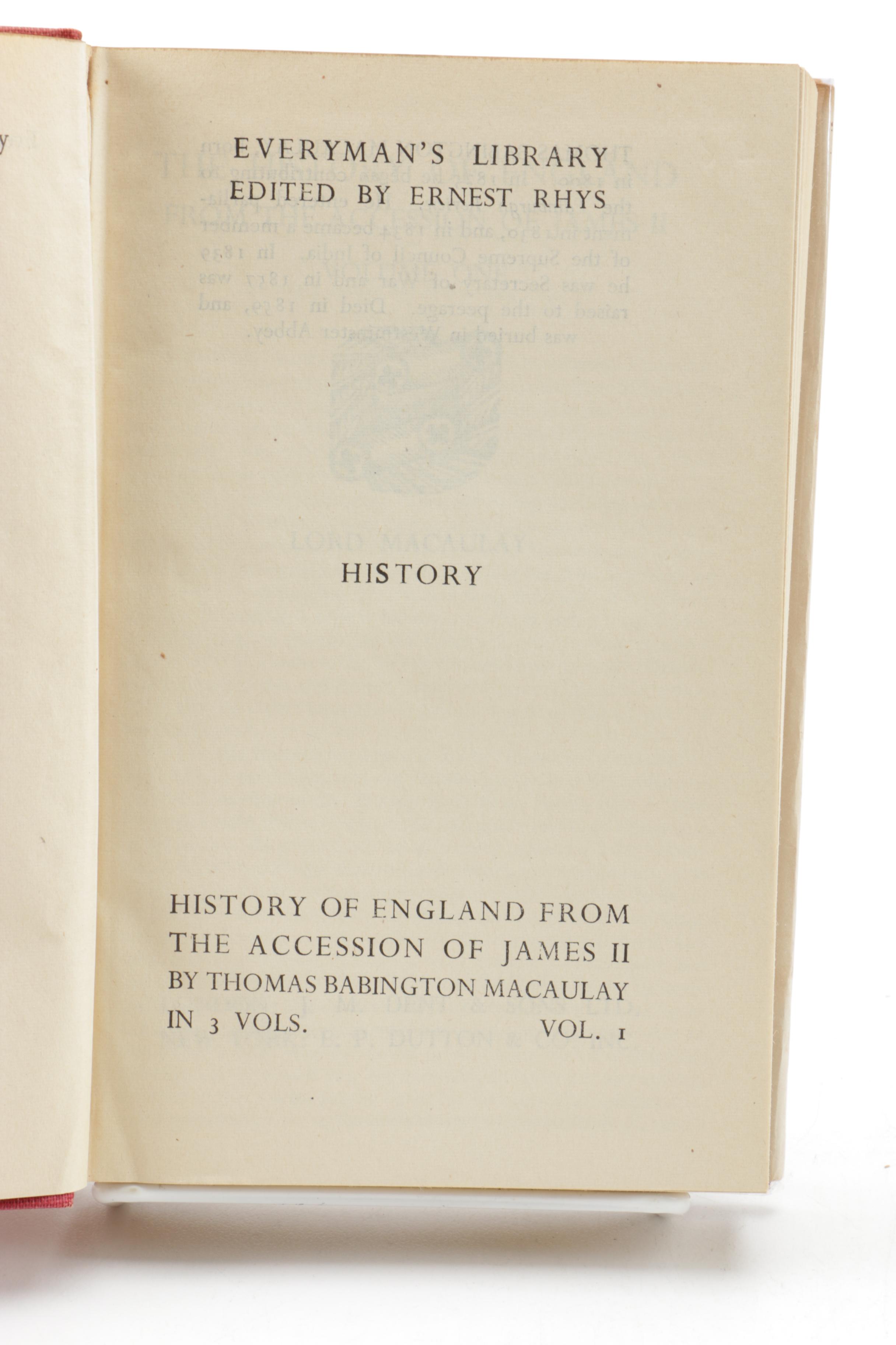 1946 Everyman's Library "The History of England" in Three Volumes