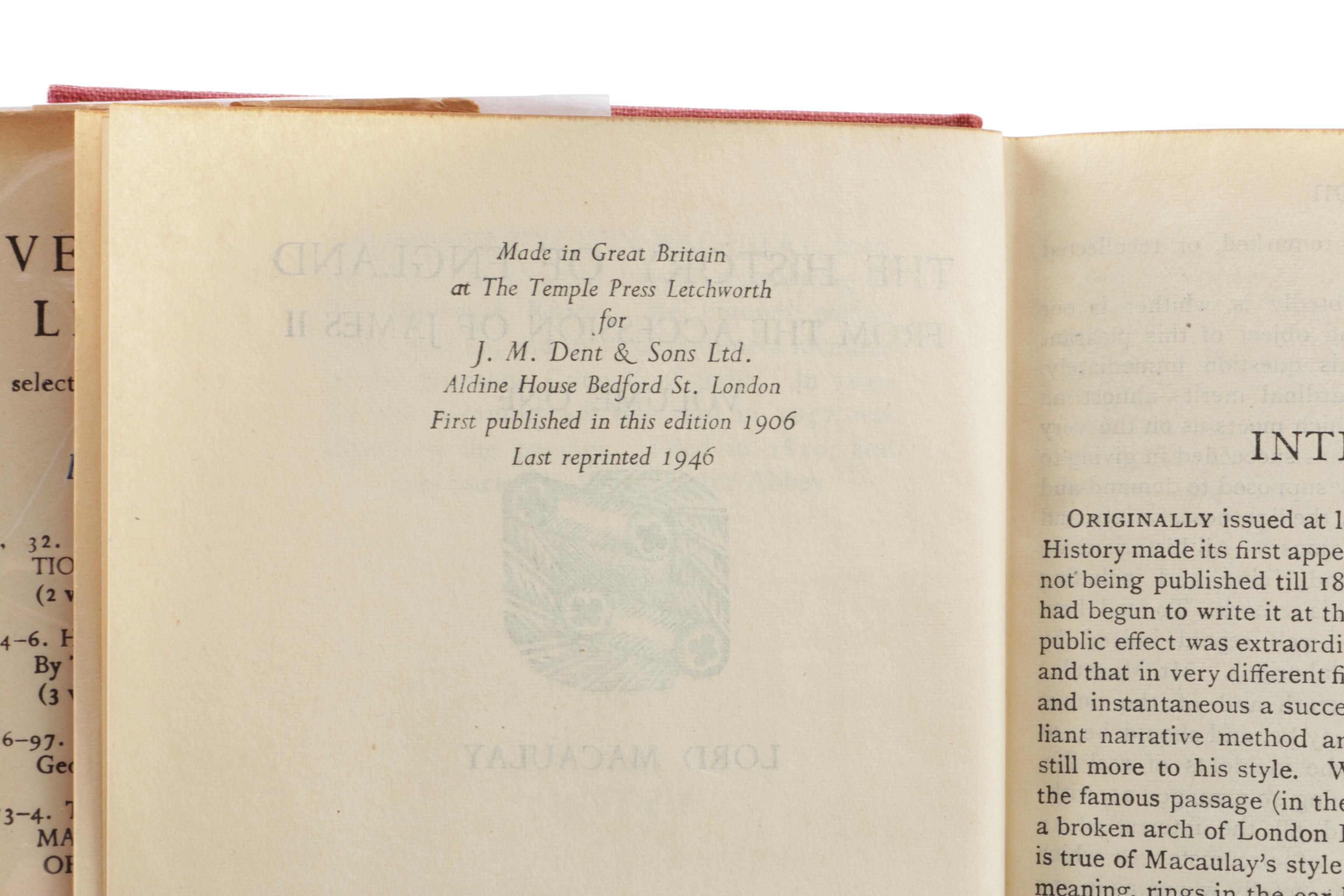 1946 Everyman's Library "The History of England" in Three Volumes