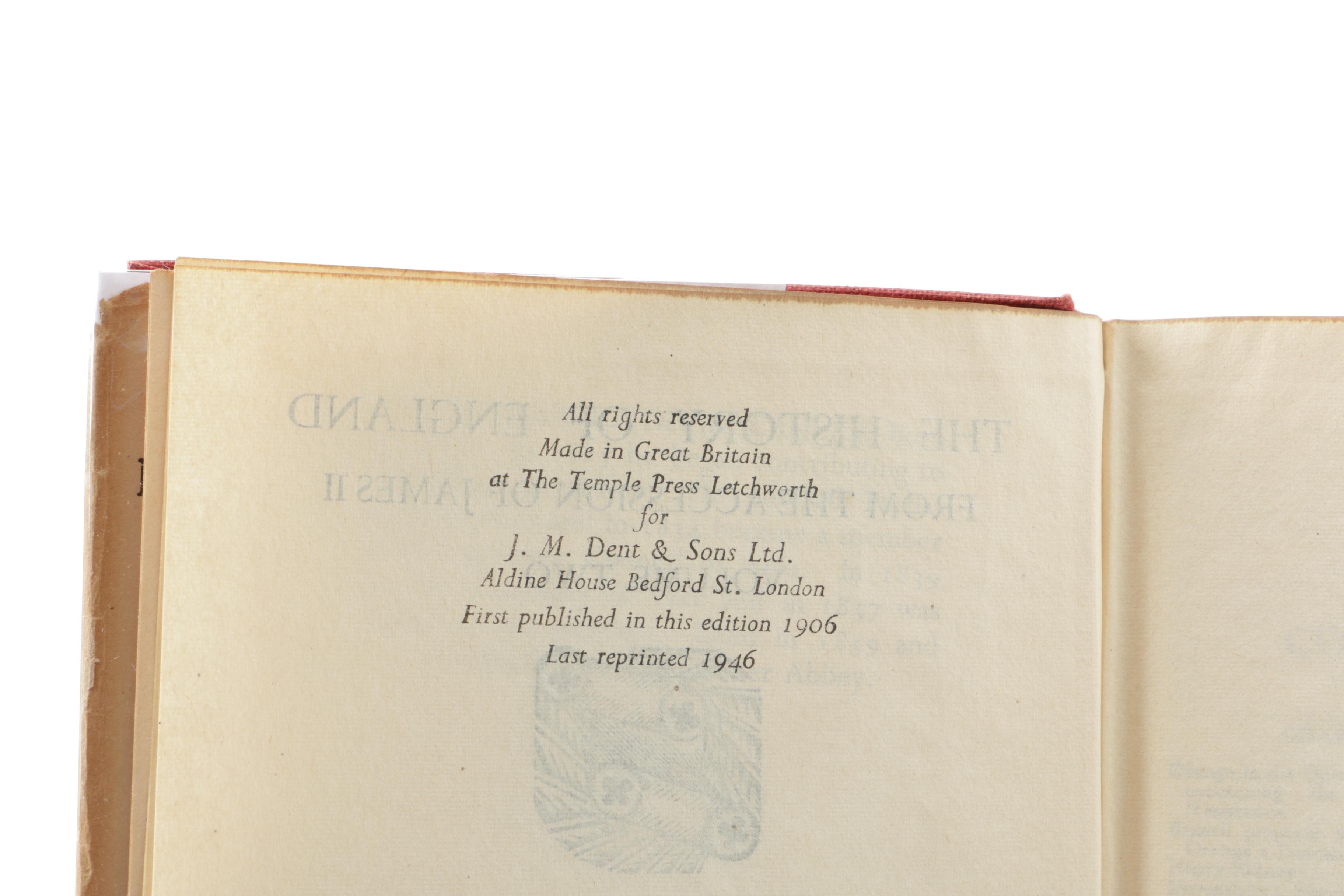 1946 Everyman's Library "The History of England" in Three Volumes