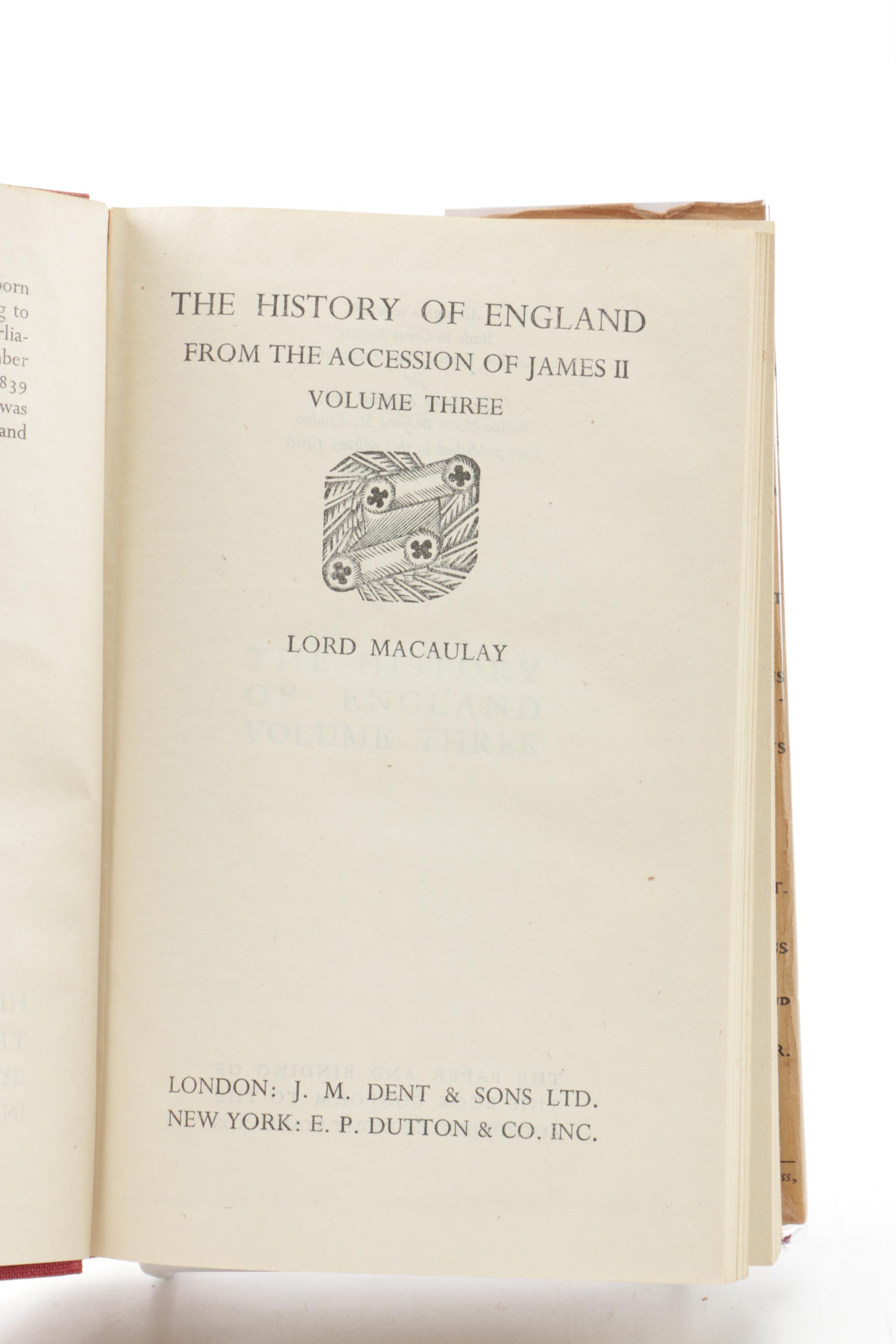 1946 Everyman's Library "The History of England" in Three Volumes