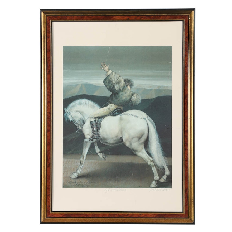 David Manzur Londoño Signed Offset Lithograph "El Caballero"