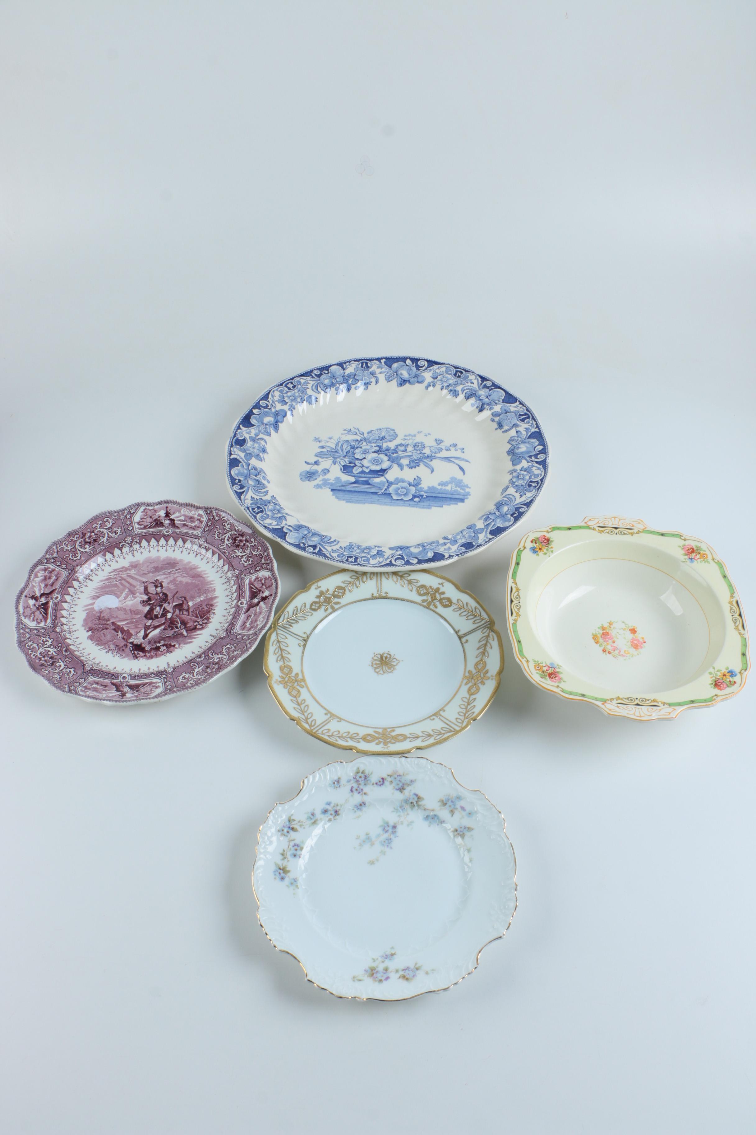 Royal Doulton "Pomeroy Blue" Ceramic Platter and Other Assorted Platters