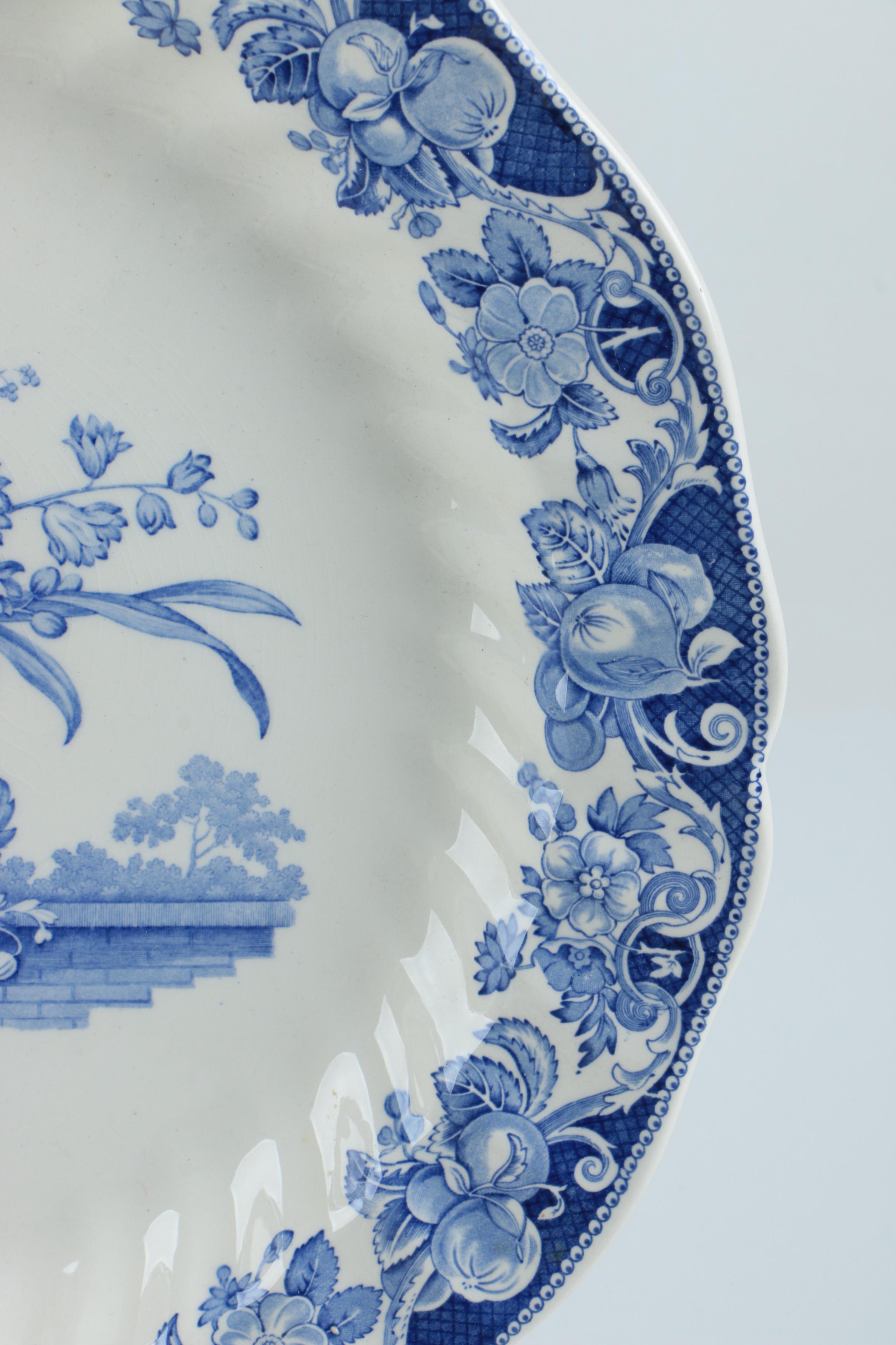 Royal Doulton "Pomeroy Blue" Ceramic Platter and Other Assorted Platters