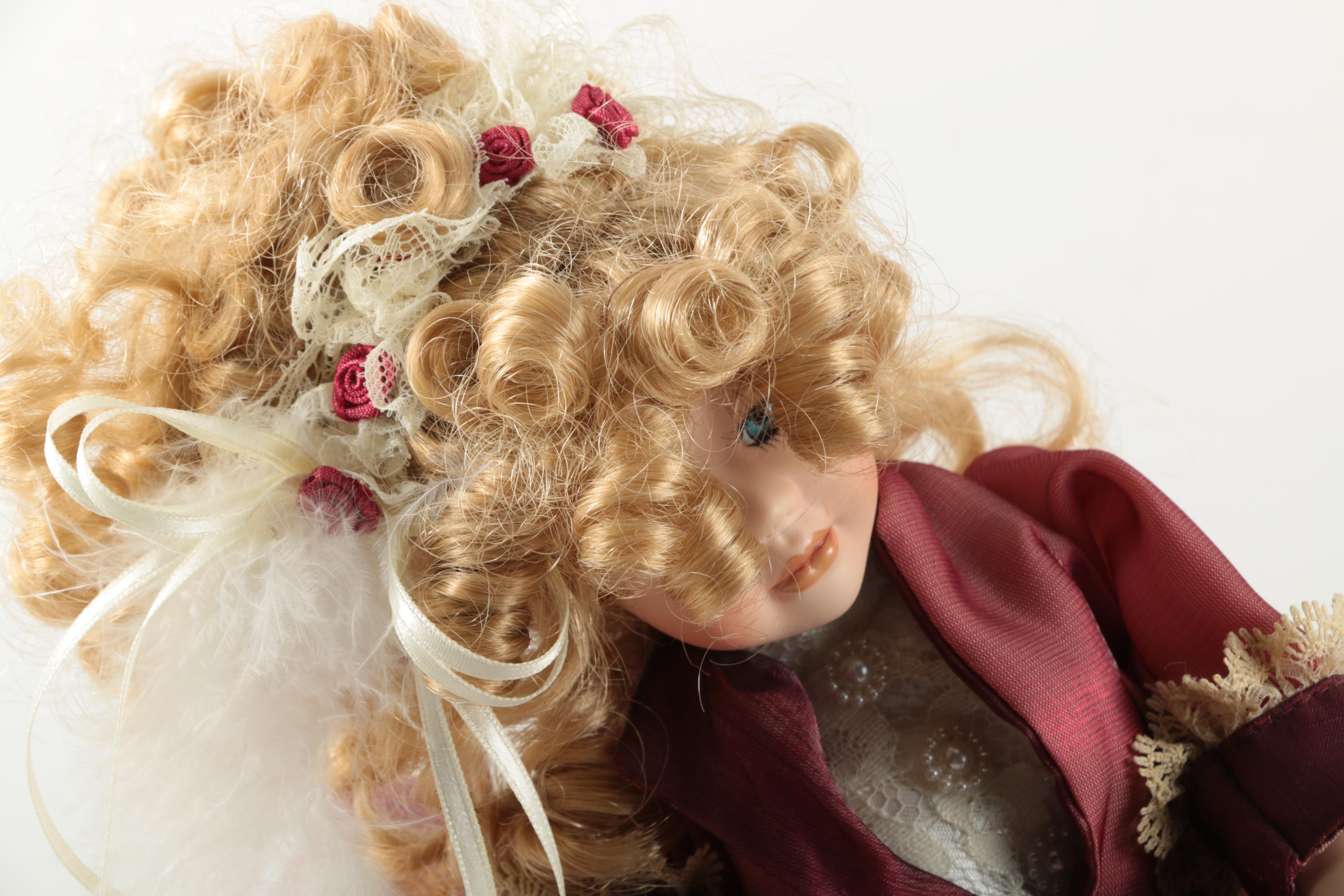 Victorian Style Doll On Sofa With Built In Music Box