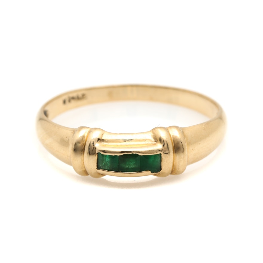 14K Yellow Gold Emerald Ring