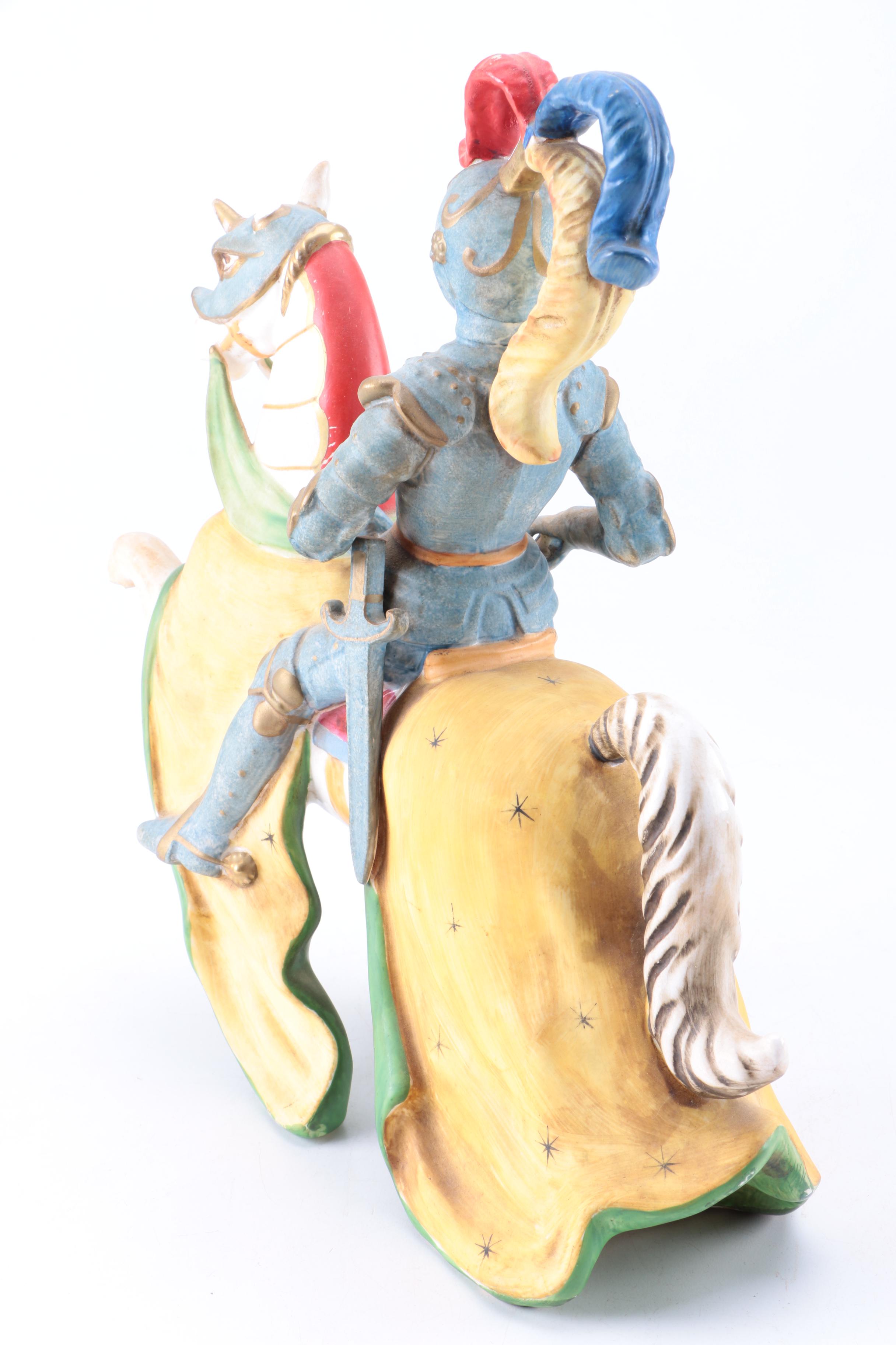 Vintage Ceramic Knight and Unicorn Figurine