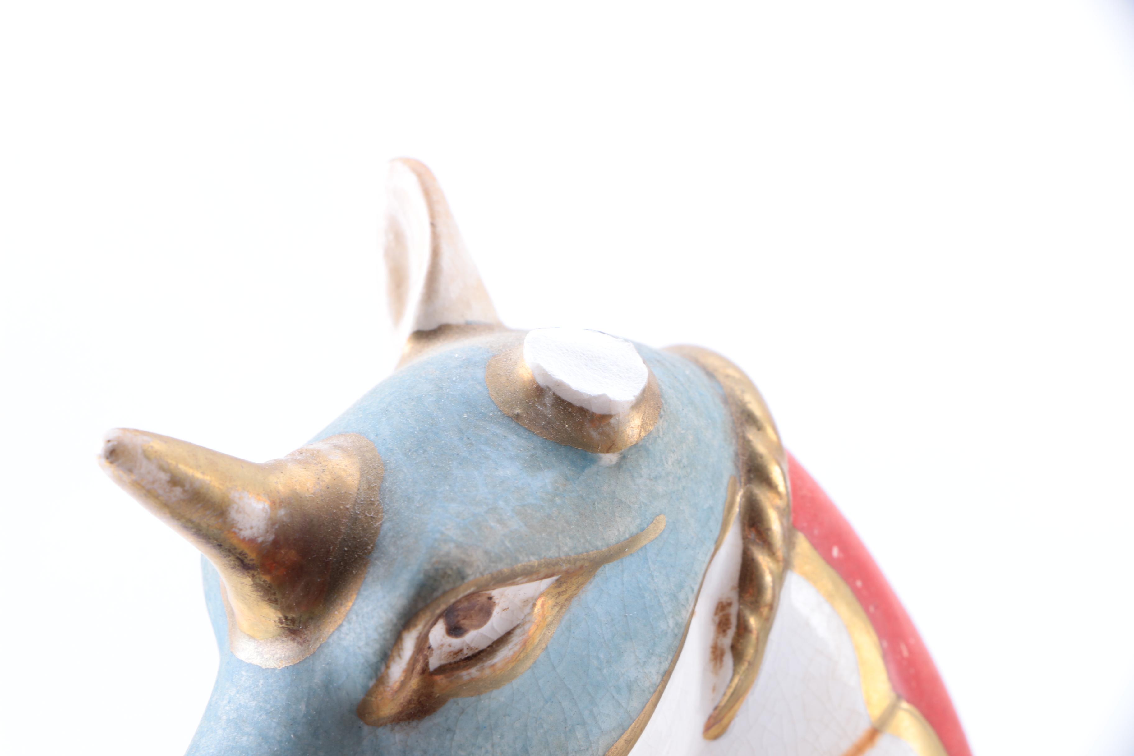 Vintage Ceramic Knight and Unicorn Figurine