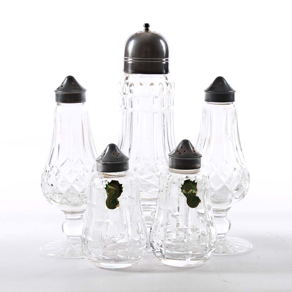 Waterford Crystal Salt and Pepper Shakers with a Sugar Caster