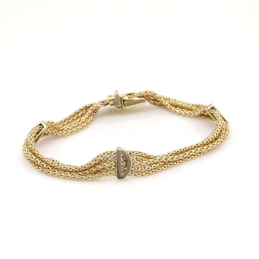 14K Yellow Gold Fancy Chain Link Bracelet