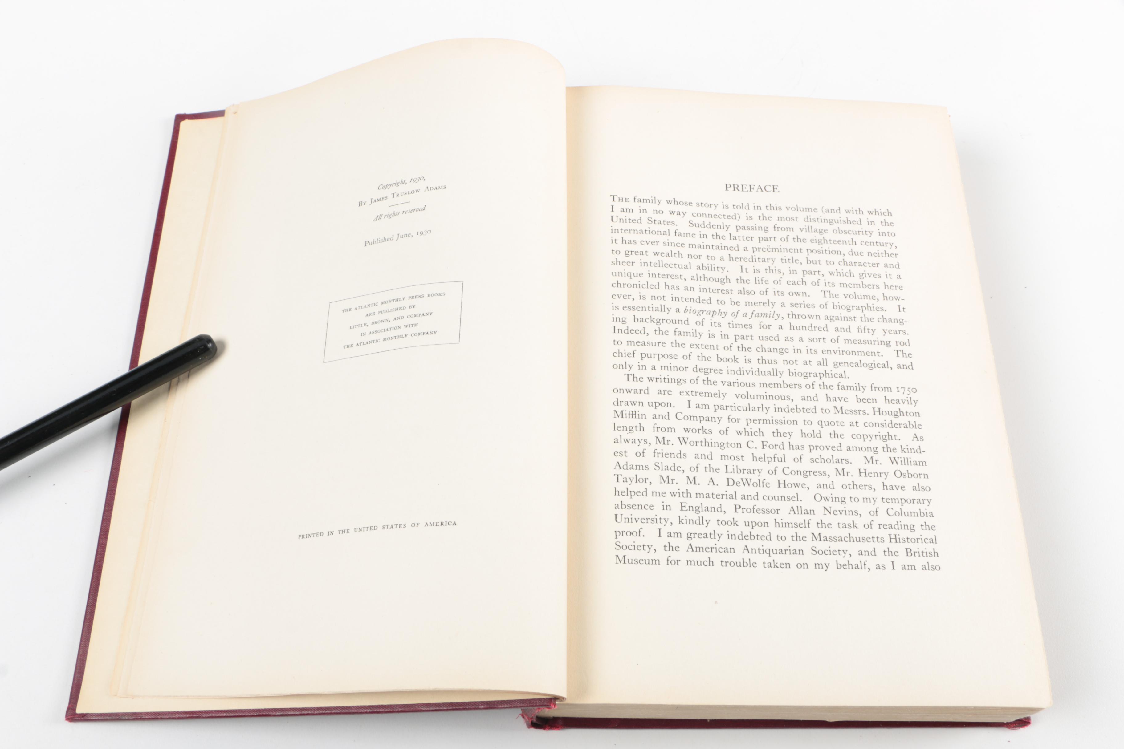 Vintage  Adams Biography and Antique Funeral Program