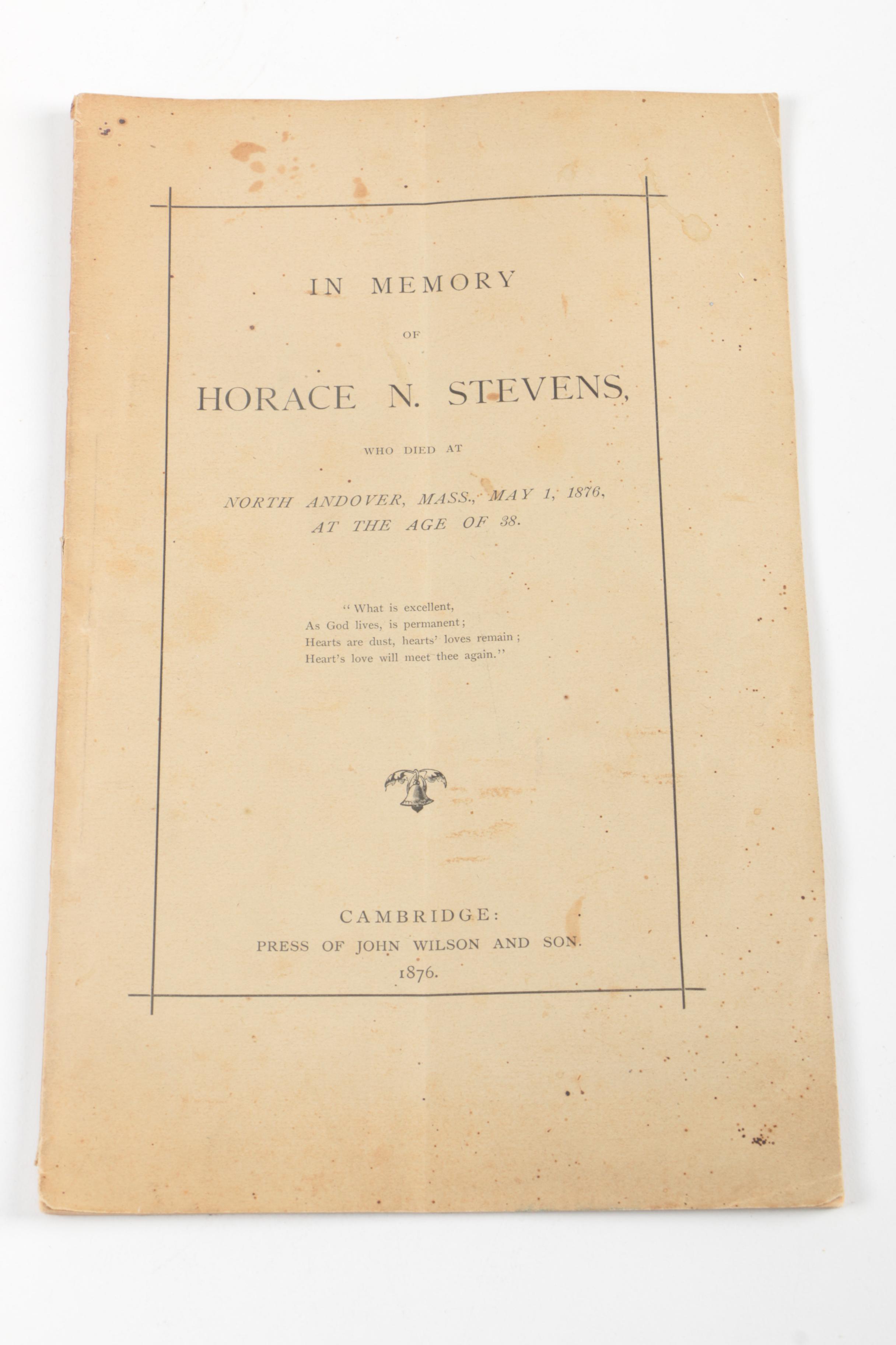 Vintage  Adams Biography and Antique Funeral Program