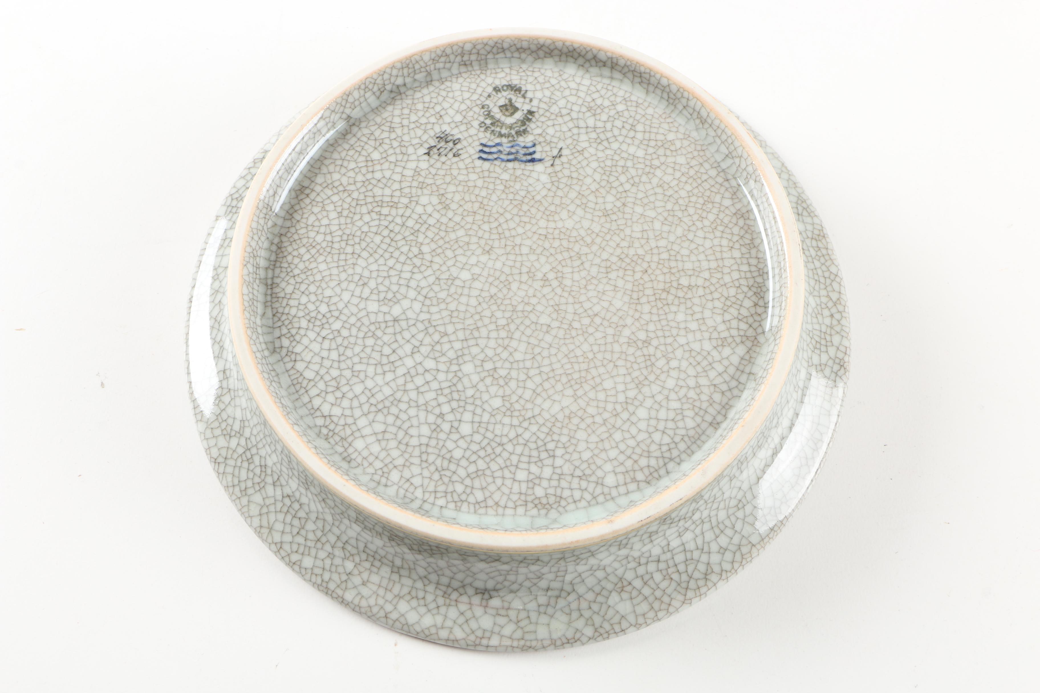 1959 Royal Copenhagen Teal and Sage Green Porcelain Bowl