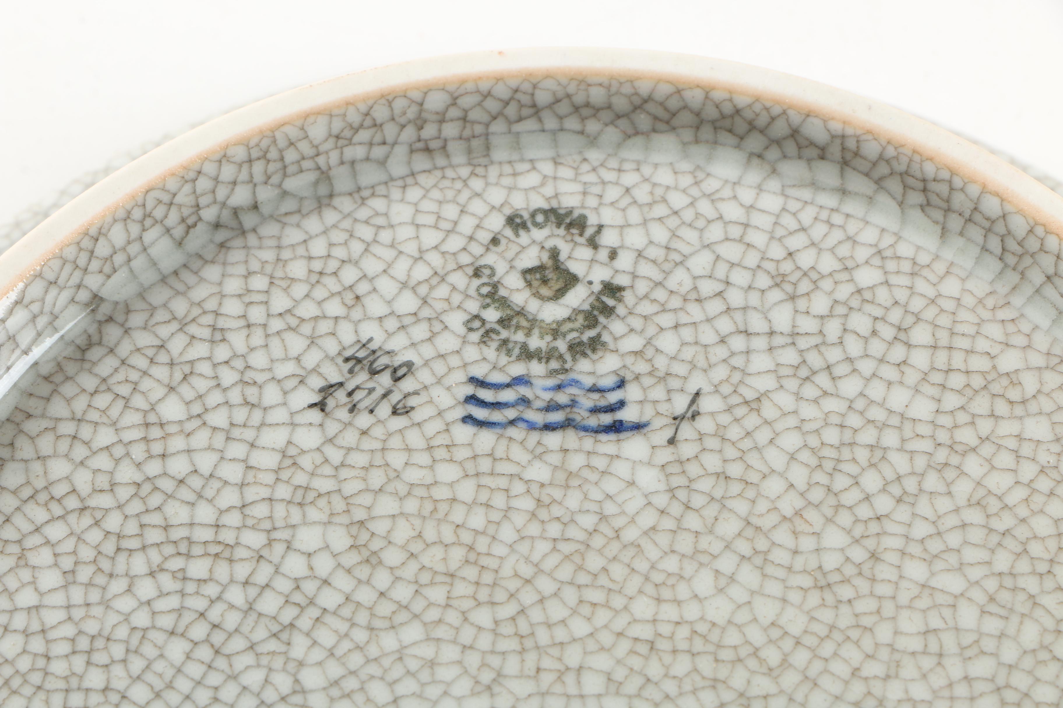 1959 Royal Copenhagen Teal and Sage Green Porcelain Bowl