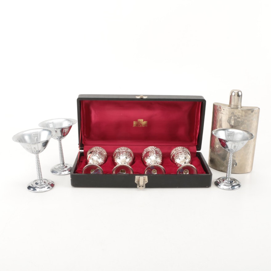 Corbell & Co. Silver Plate Cordial Set and Other Barware