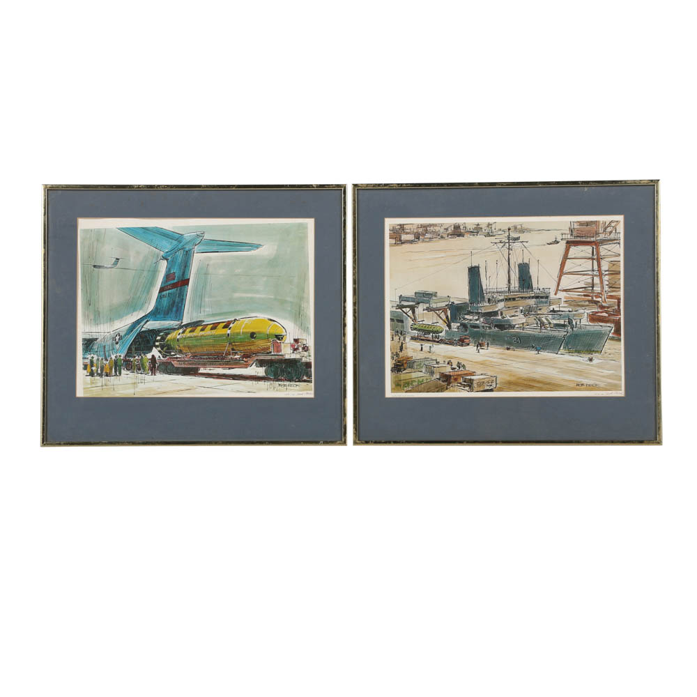 Bob Peck Limited Edition Offset Lithographs of Military Vessels
