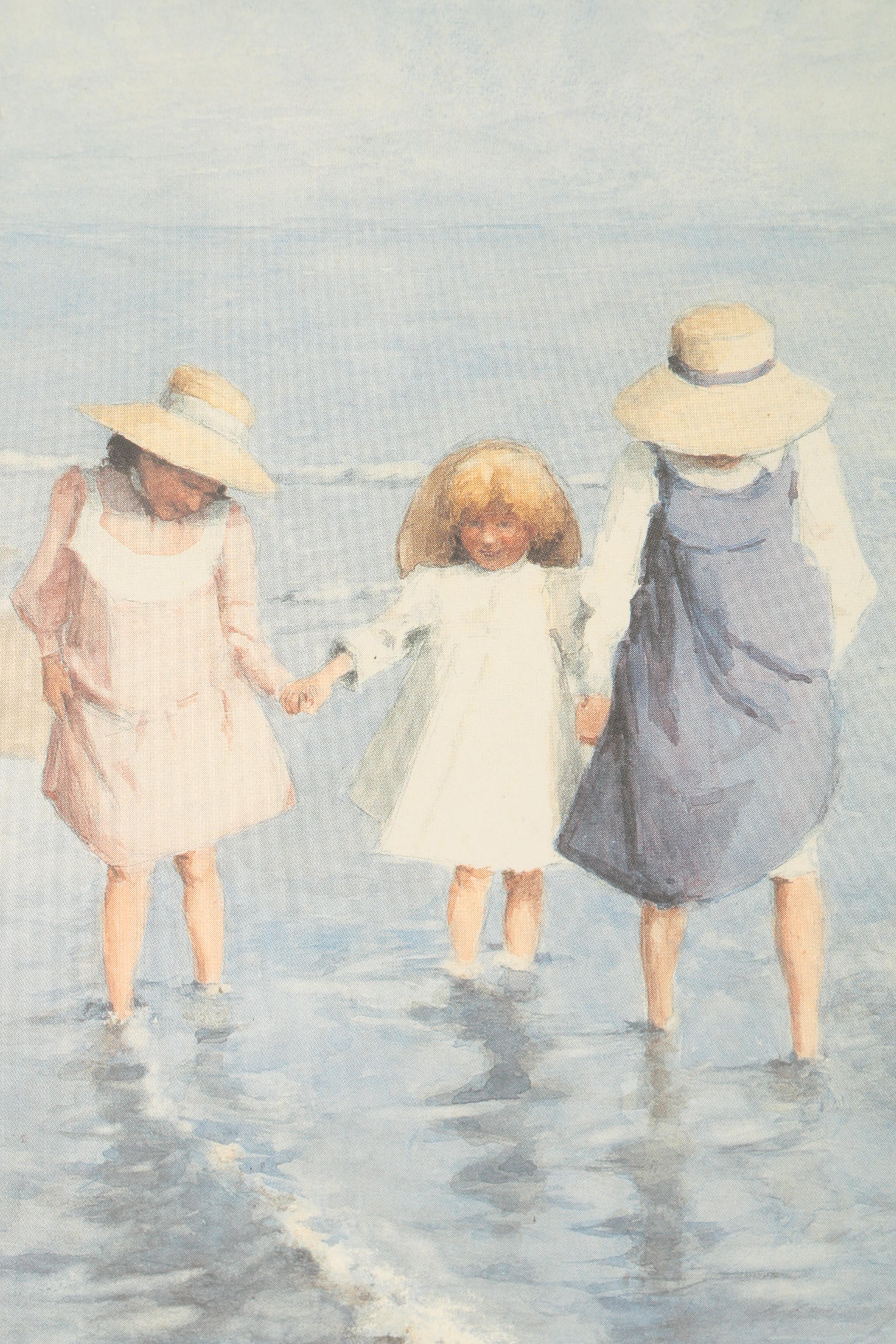 Offset Lithographs After Edward Van Goethem of Beach Scenes