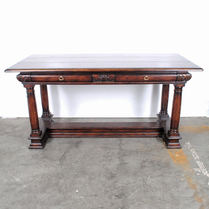 Distressed Mahogany Finished Refectory Style Table