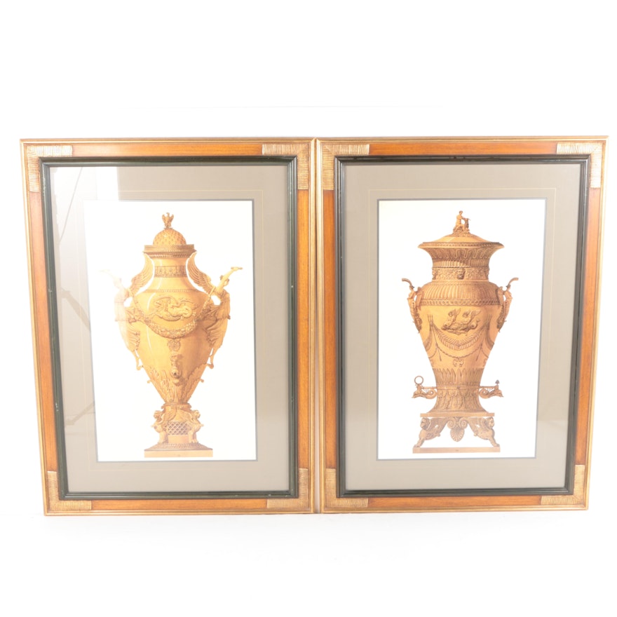 Offset Lithographs on Paper of Decorative Urns