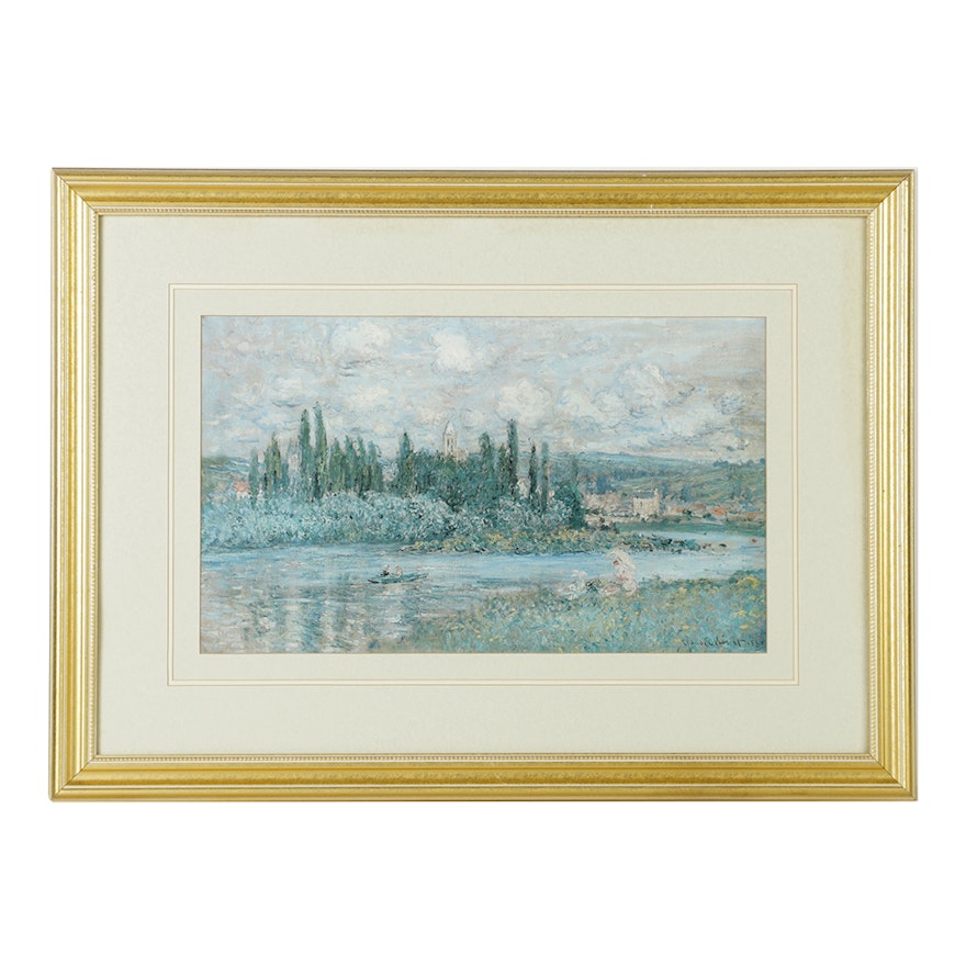 Offset Lithograph Print After Claude Monet's "Vetheuil Sur Seine"