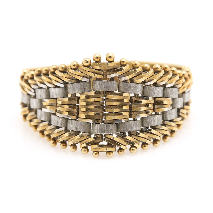 14K Two Tone Gold Mesh Ring